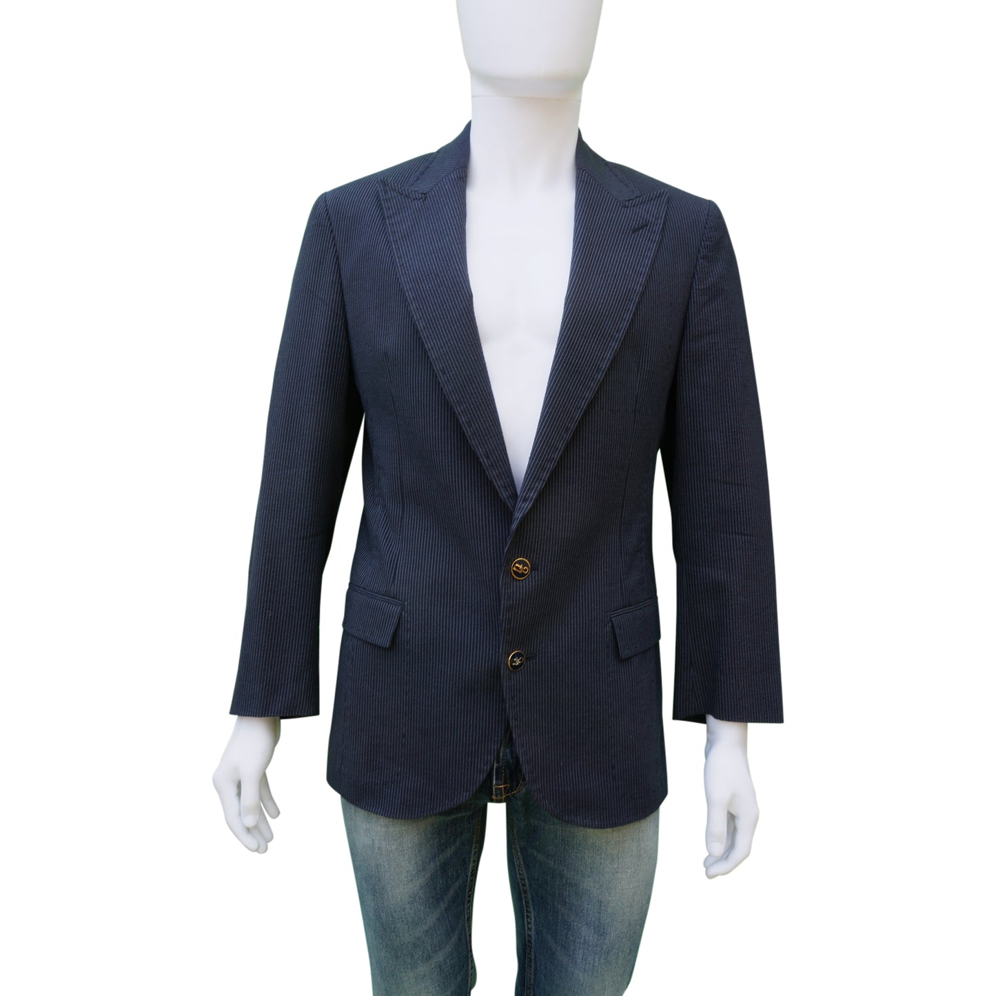 DOLCE & GABBANA STRIPED TWO-BUTTON BLAZER - leefluxury.com