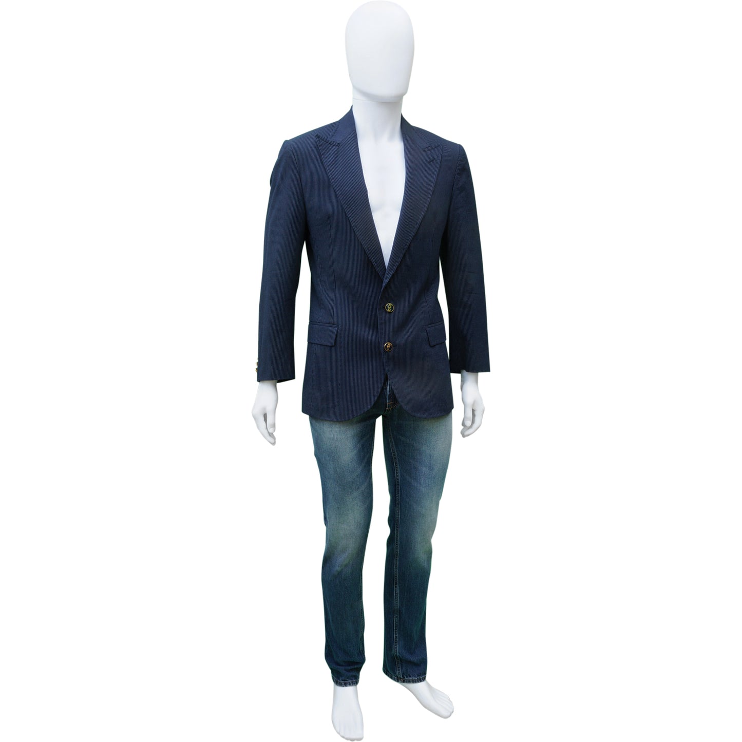DOLCE & GABBANA STRIPED TWO-BUTTON BLAZER - leefluxury.com