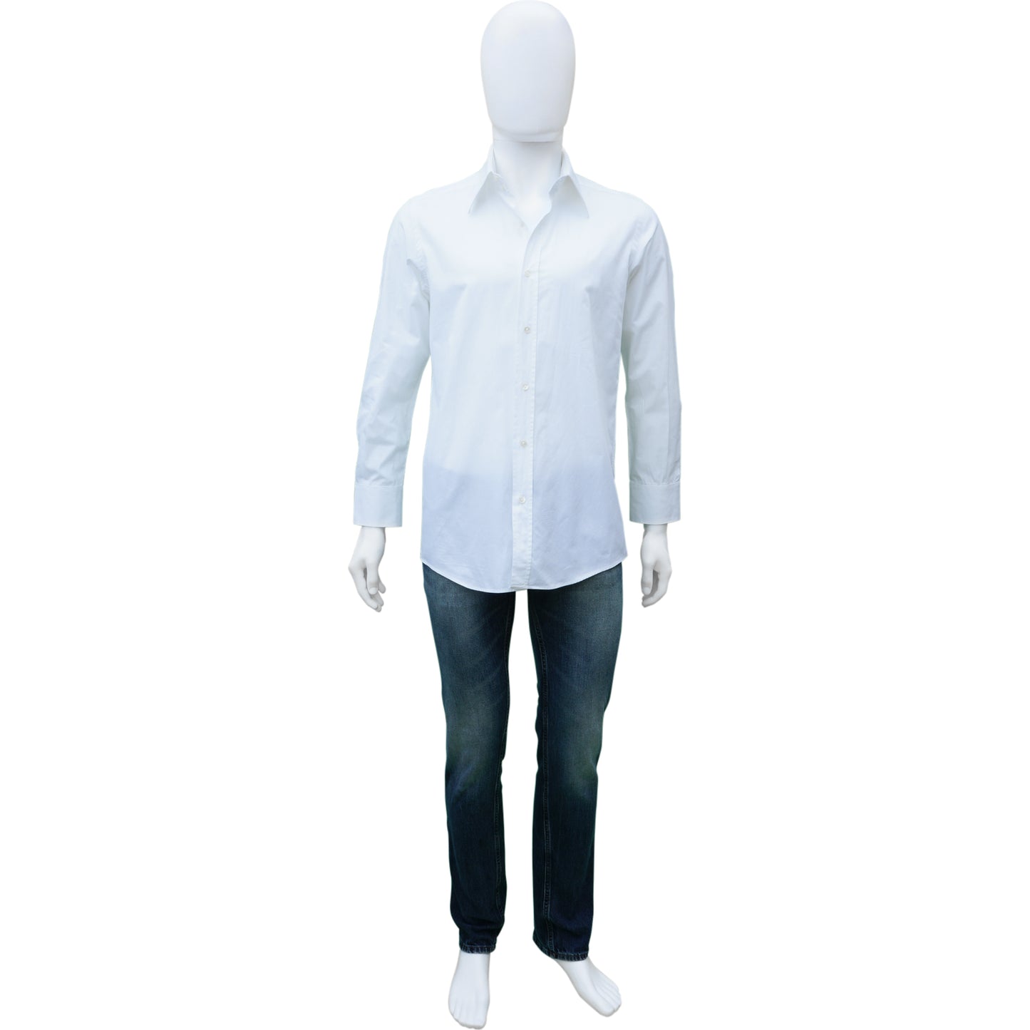 DOLCE & GABBANA WHITE COTTON BUTTON-UP SHIRT - leefluxury.com