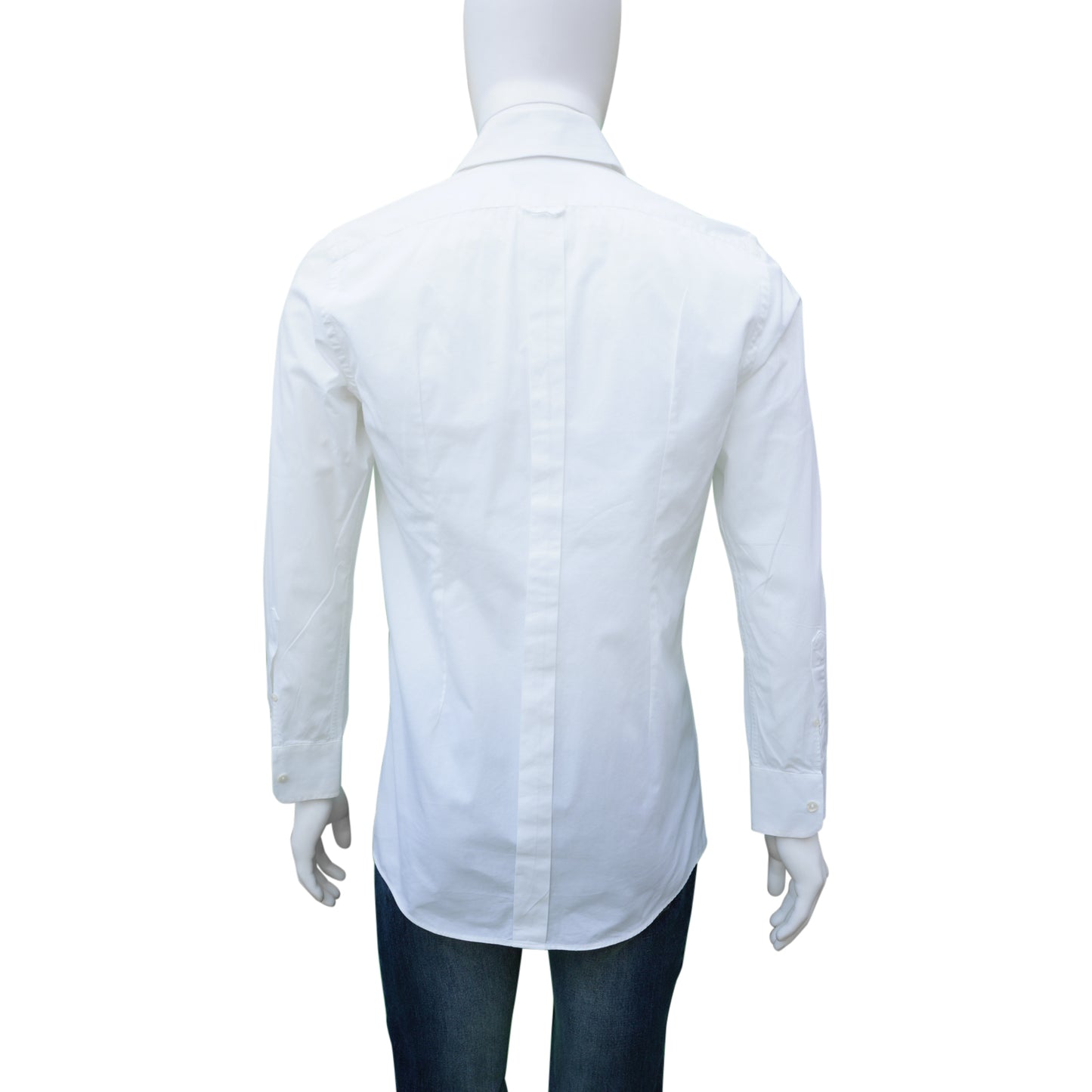 DOLCE & GABBANA WHITE COTTON BUTTON-UP SHIRT - leefluxury.com