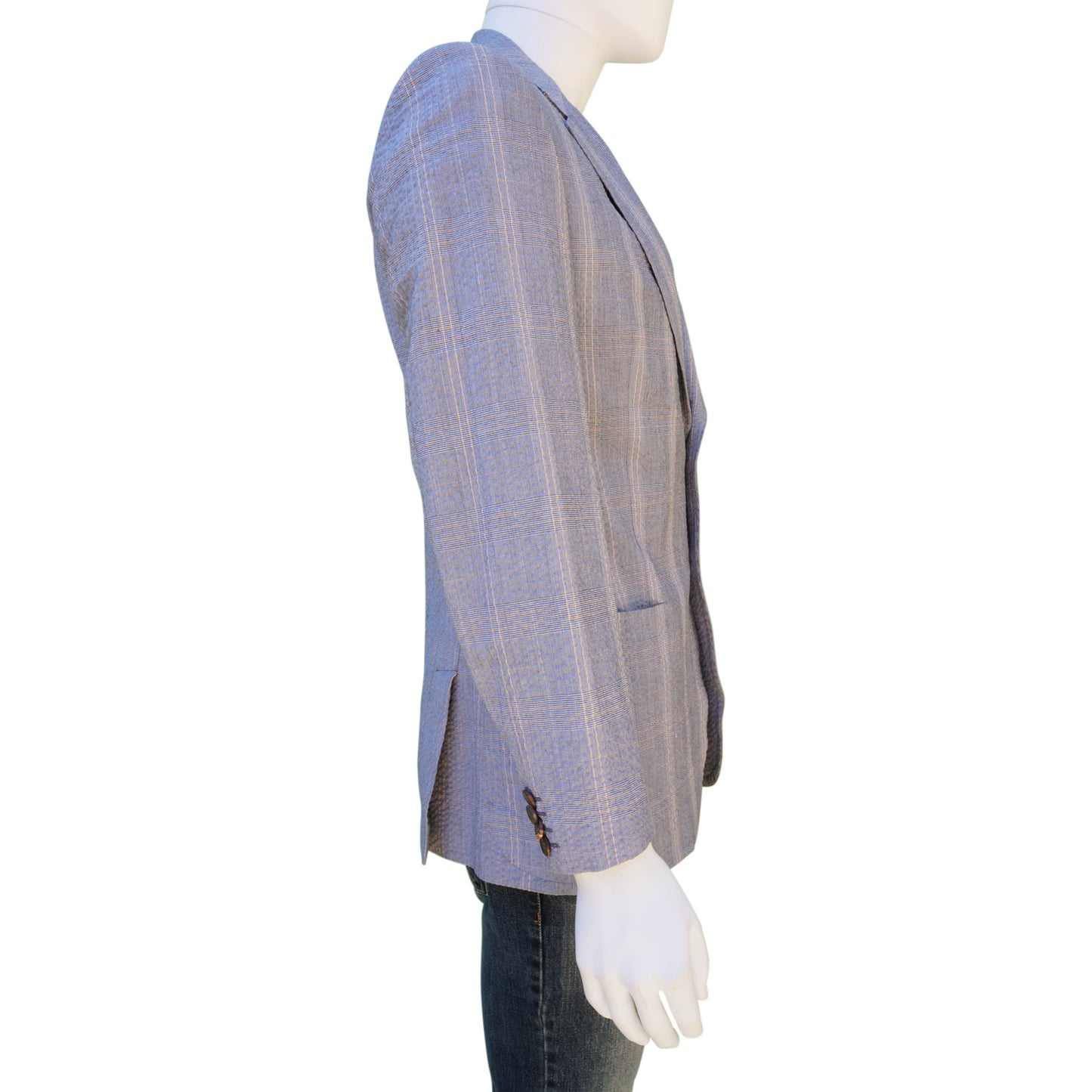 PAUL SMITH BLUE PLAID COTTON SEERSUCKER SPORT COAT - leefluxury.com