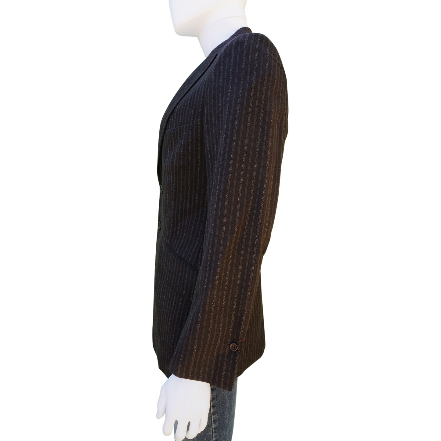 PS BY PAUL SMITH PINSTRIPE BROWN WOOL THREE-BUTTON BLAZER - leefluxury.com