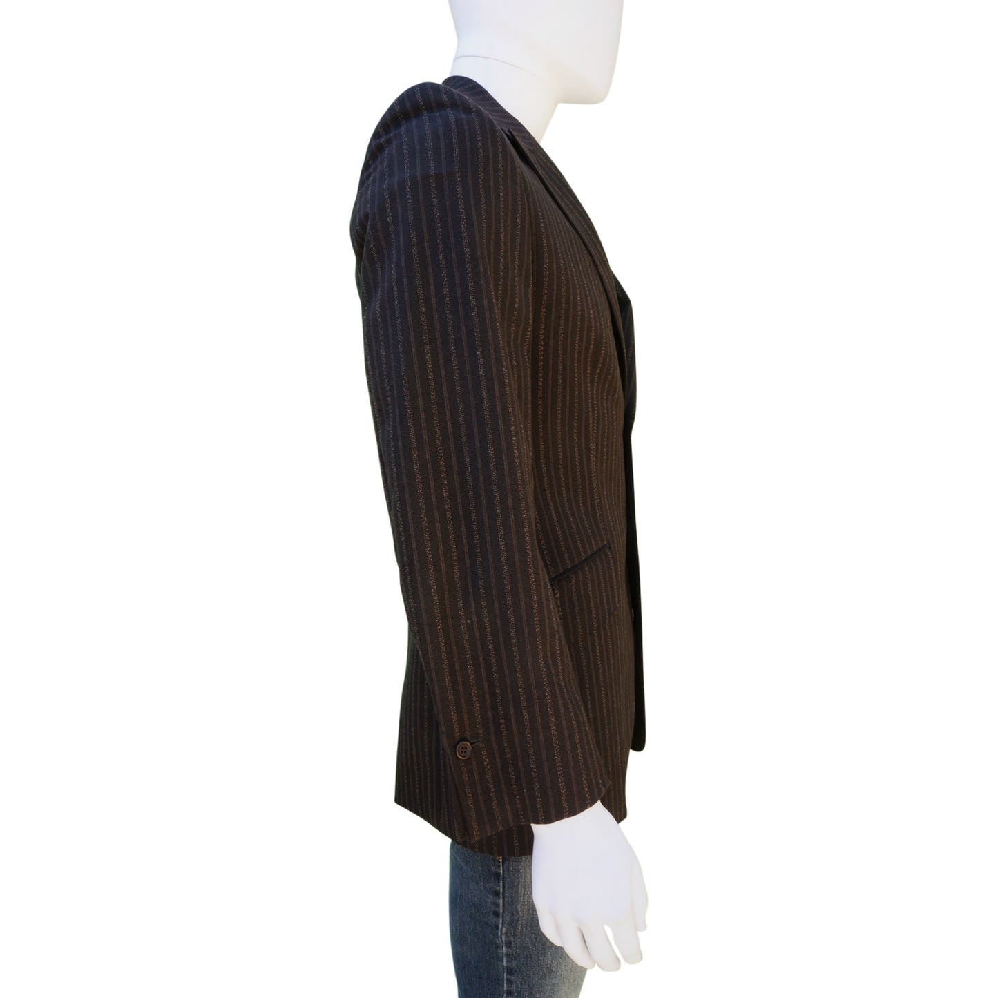 PS BY PAUL SMITH PINSTRIPE BROWN WOOL THREE-BUTTON BLAZER - leefluxury.com