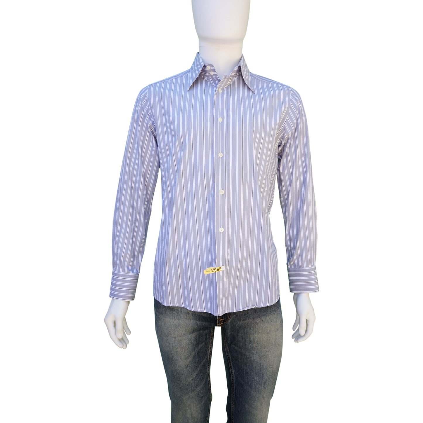 DOLCE & GABBANA BLUE WHITE STRIPED COTTON BUTTON-UP SHIRT - leefluxury.com
