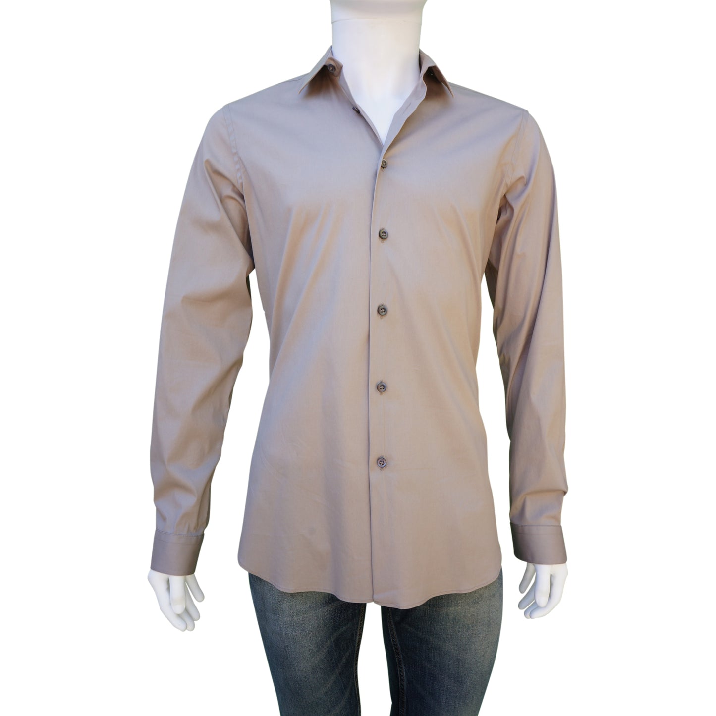 PRADA BROWN WOVEN BUTTON-UP SHIRT - leefluxury.com