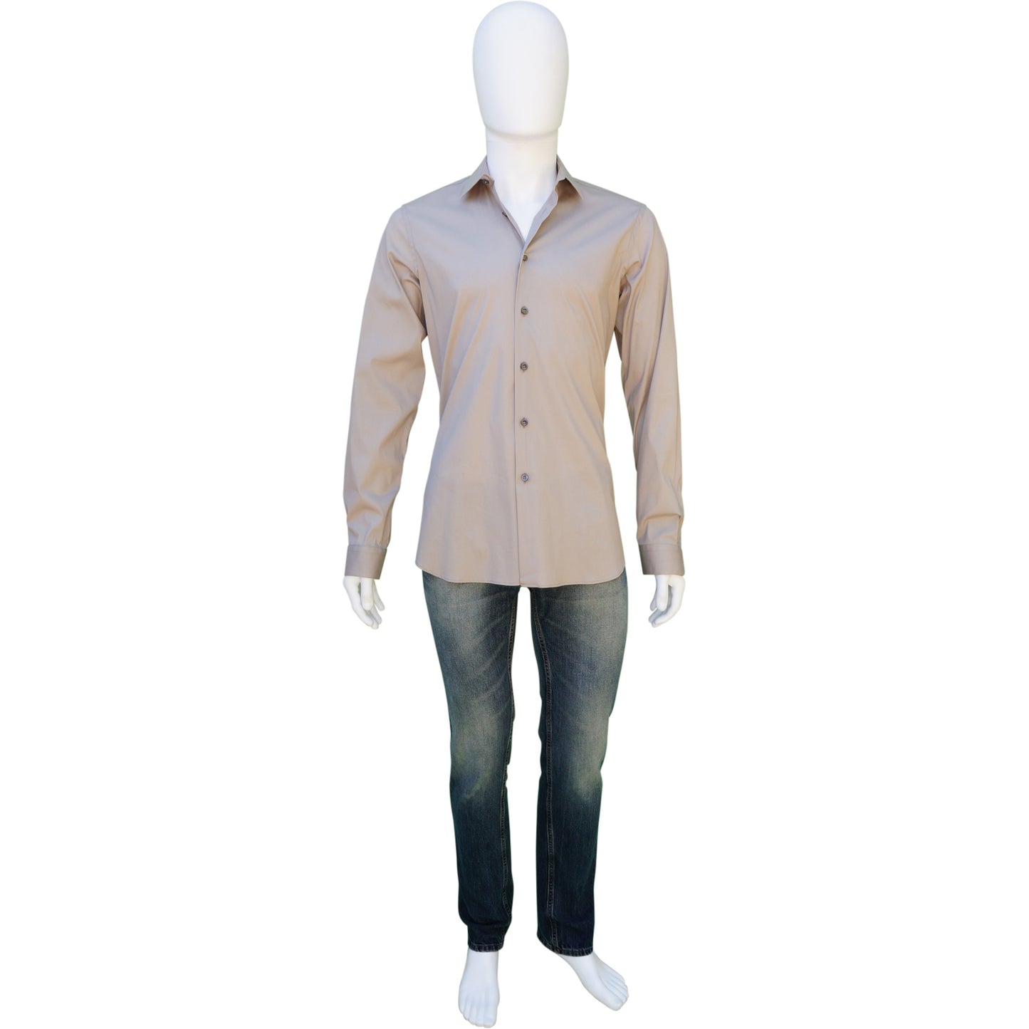 PRADA BROWN WOVEN BUTTON-UP SHIRT - leefluxury.com