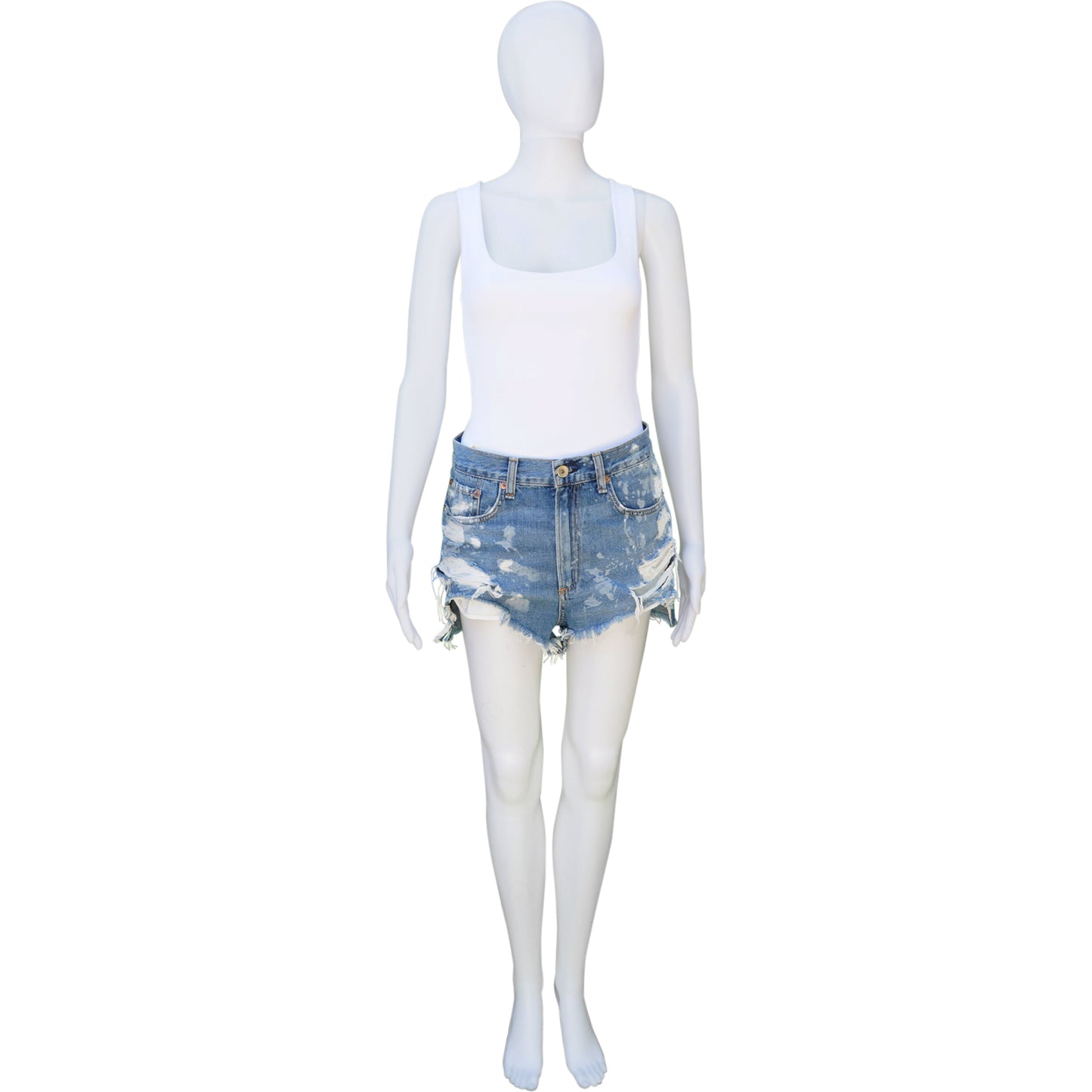 RAG & BONE BROKENLAND JEAN DISTRESSED SHORTS - leefluxury.com