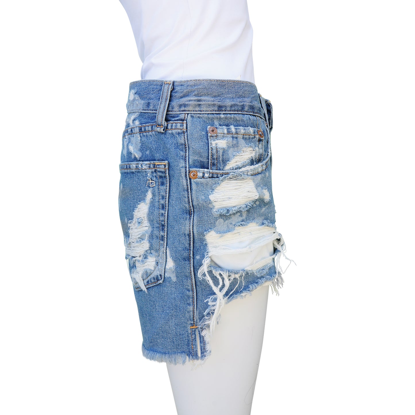 RAG & BONE BROKENLAND JEAN DISTRESSED SHORTS - leefluxury.com