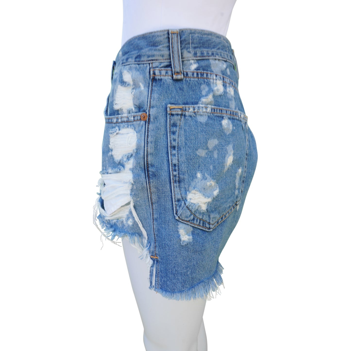 RAG & BONE BROKENLAND JEAN DISTRESSED SHORTS - leefluxury.com