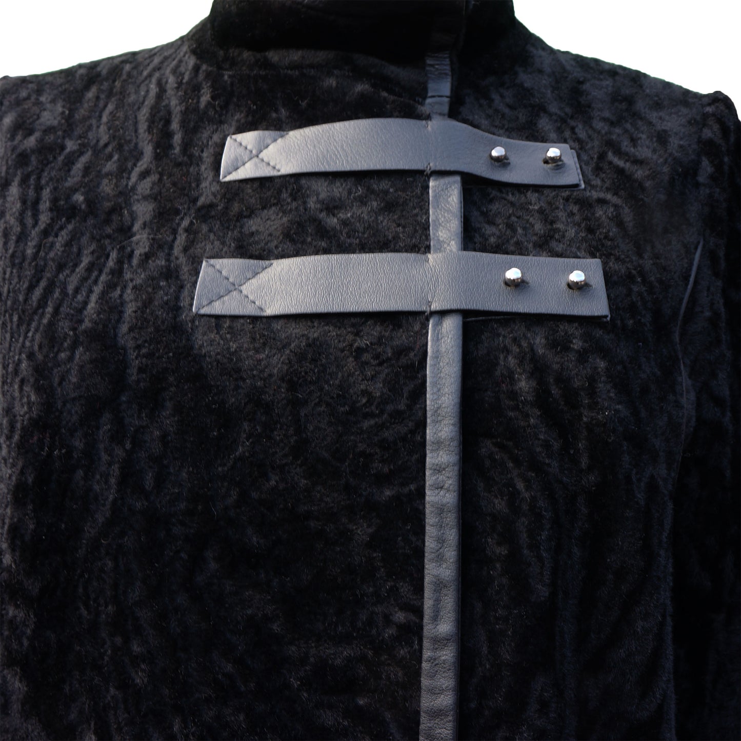 DESA BLACK SHEARLING LEATHER TRIM COAT - leefluxury.com