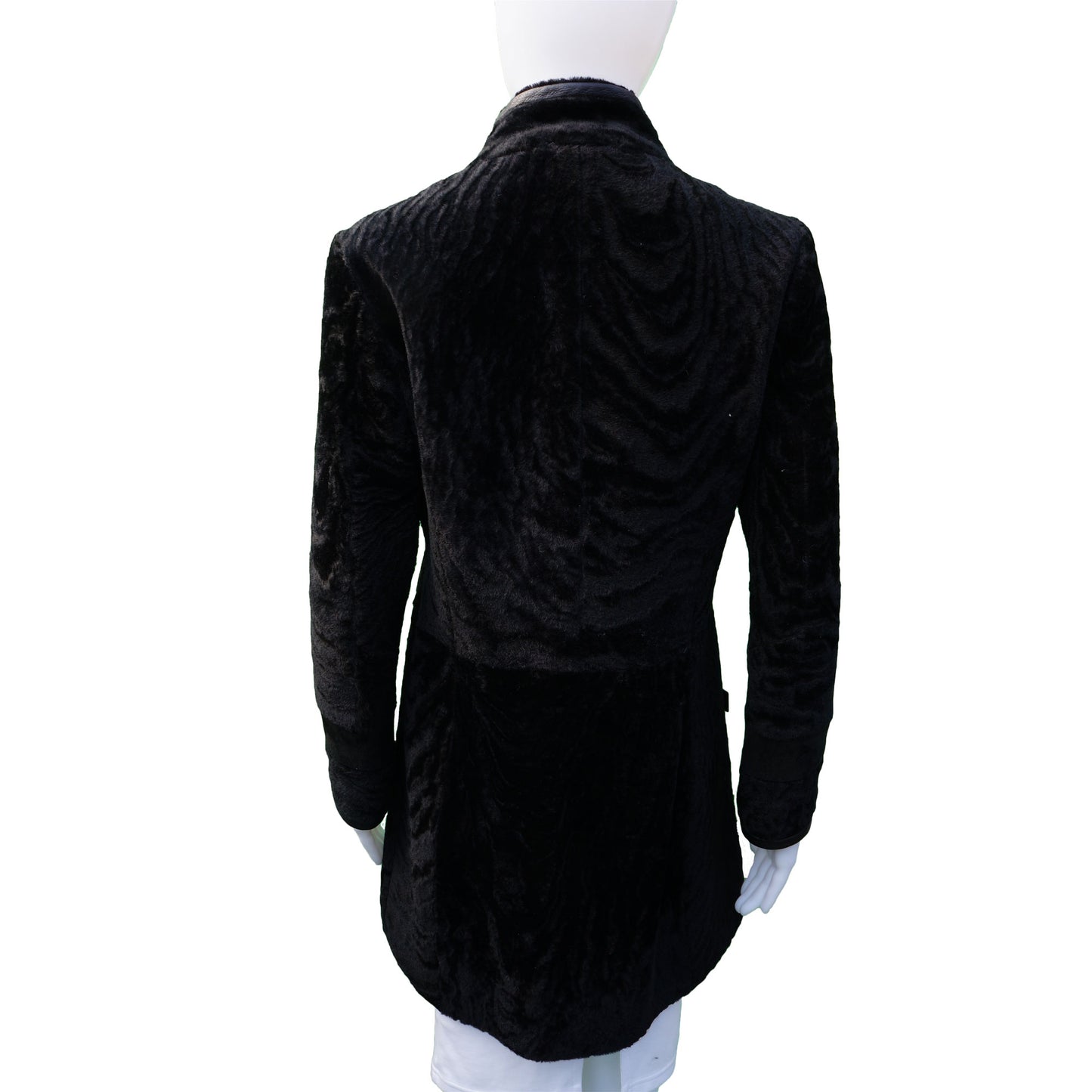 DESA BLACK SHEARLING LEATHER TRIM COAT - leefluxury.com