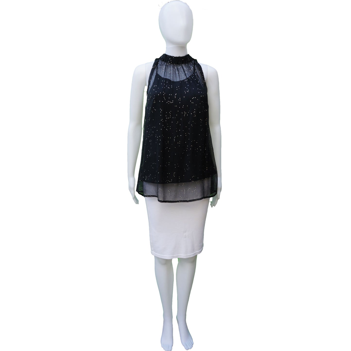 DIESEL BLACK GLITTER OVERLAY SLEEVELESS TOP - leefluxury.com