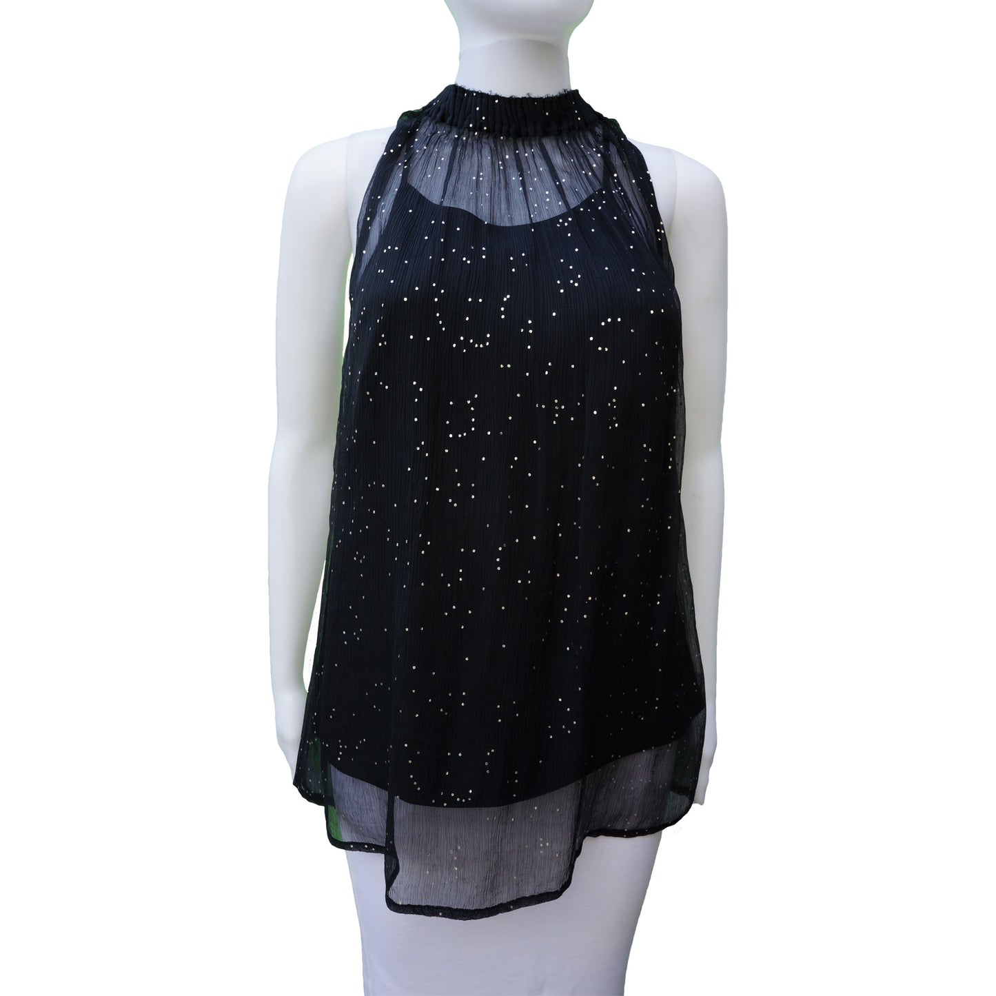 DIESEL BLACK GLITTER OVERLAY SLEEVELESS TOP - leefluxury.com