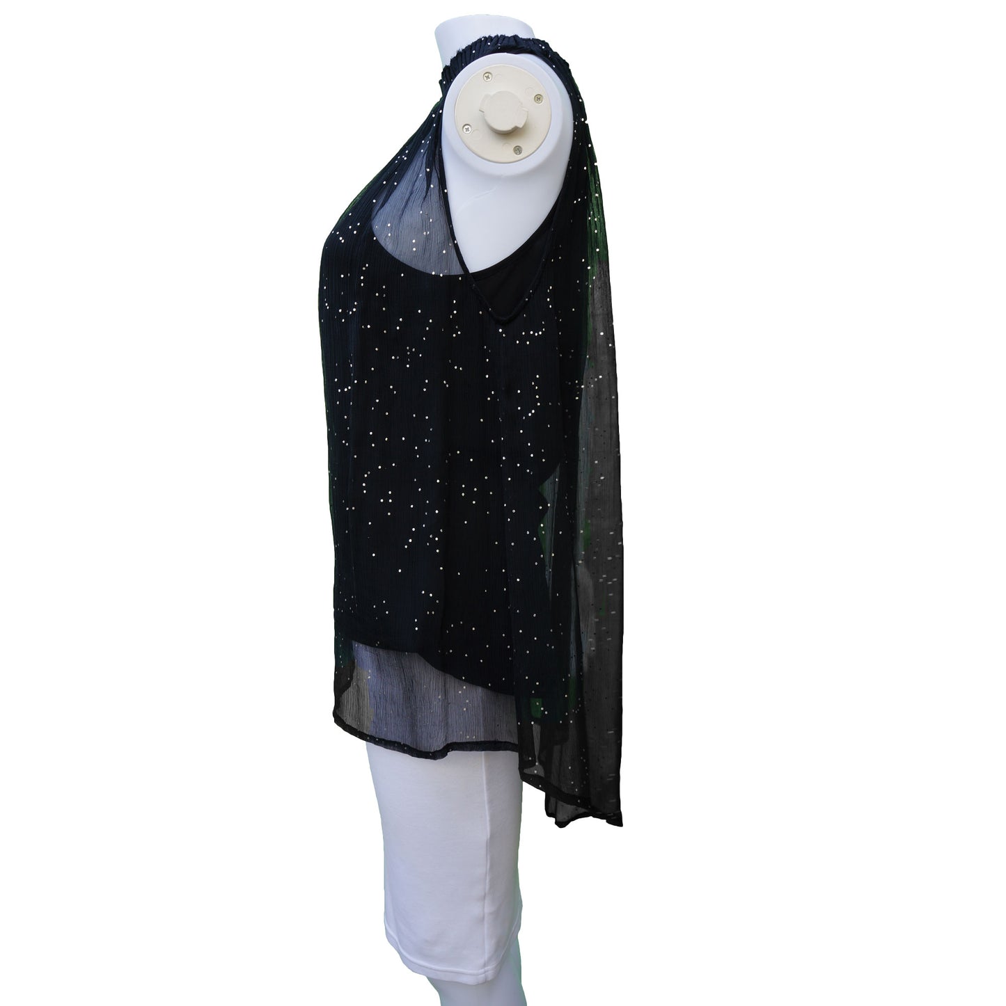 DIESEL BLACK GLITTER OVERLAY SLEEVELESS TOP - leefluxury.com