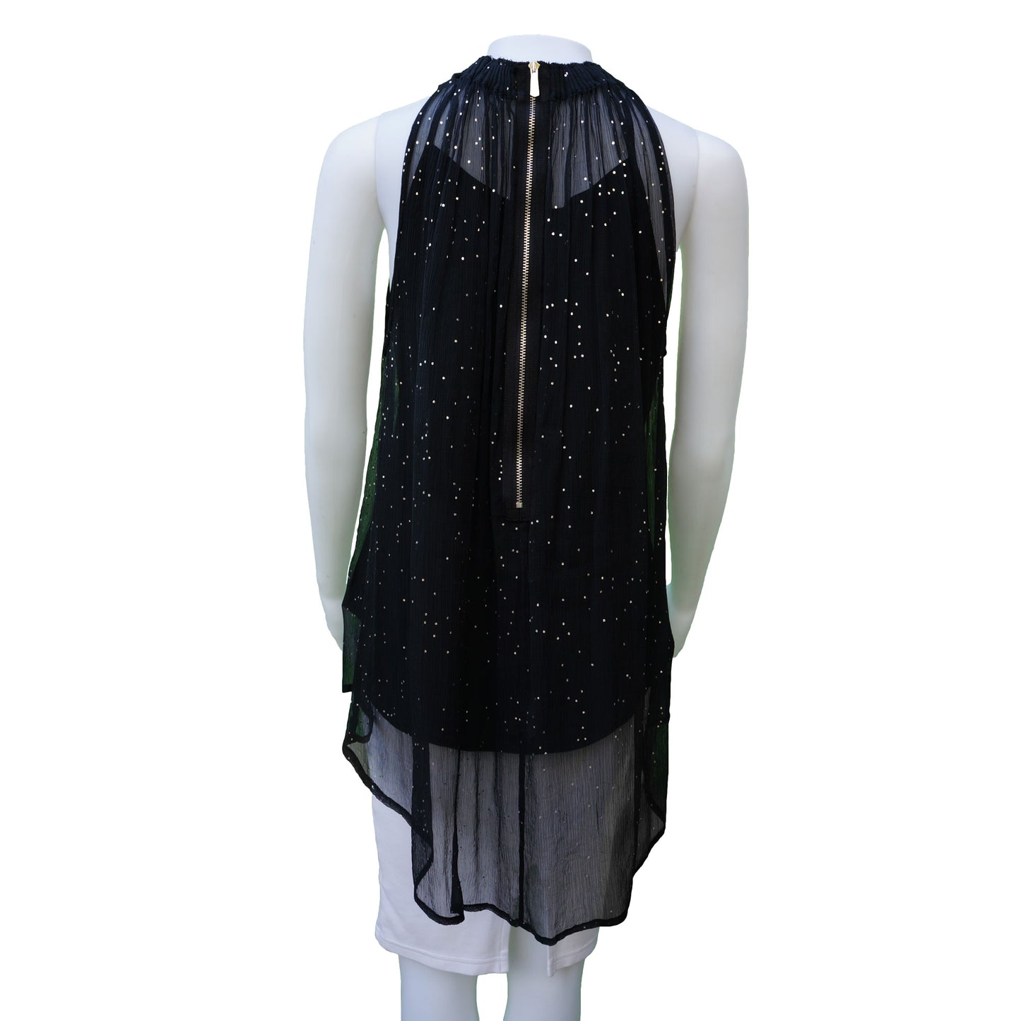 DIESEL BLACK GLITTER OVERLAY SLEEVELESS TOP - leefluxury.com