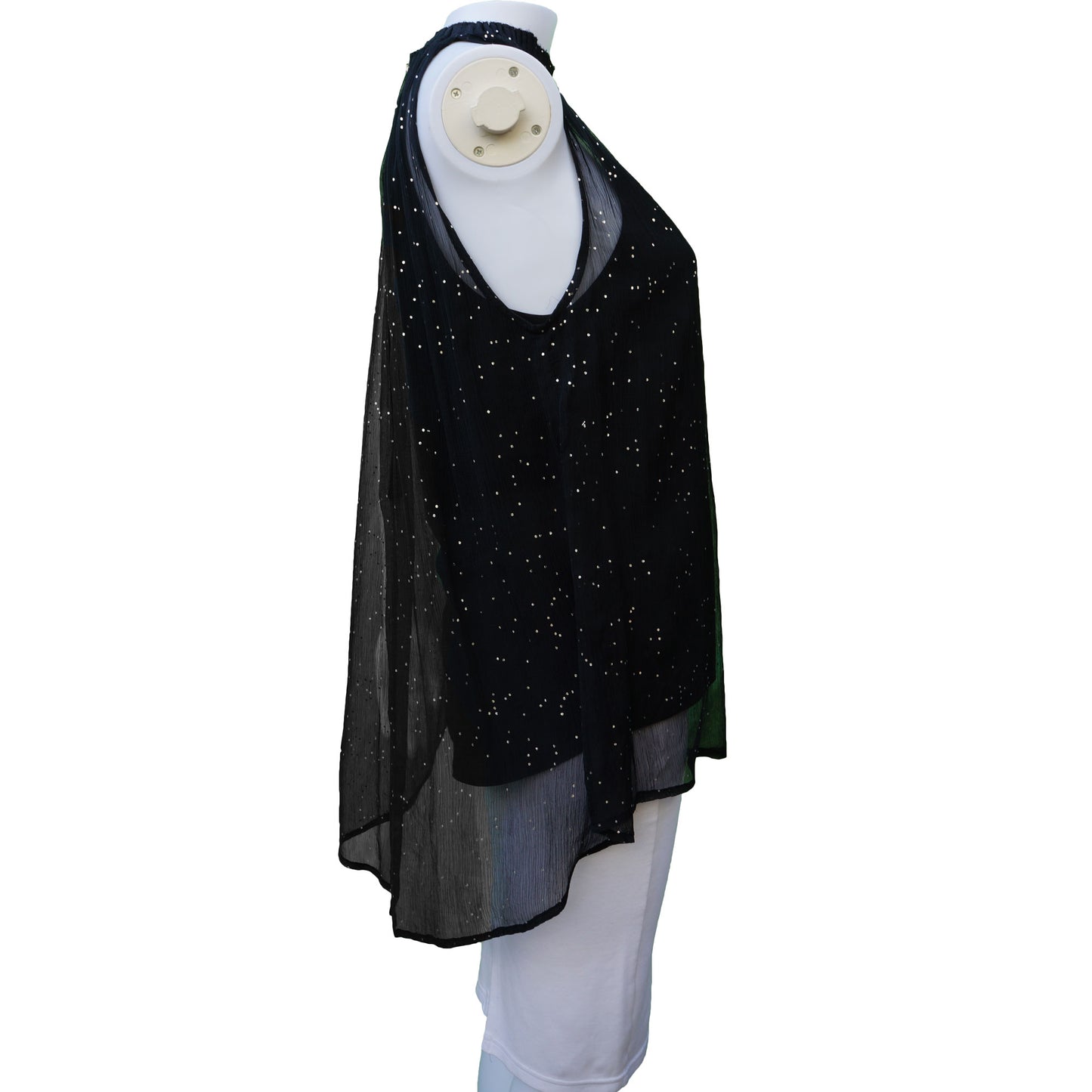 DIESEL BLACK GLITTER OVERLAY SLEEVELESS TOP - leefluxury.com