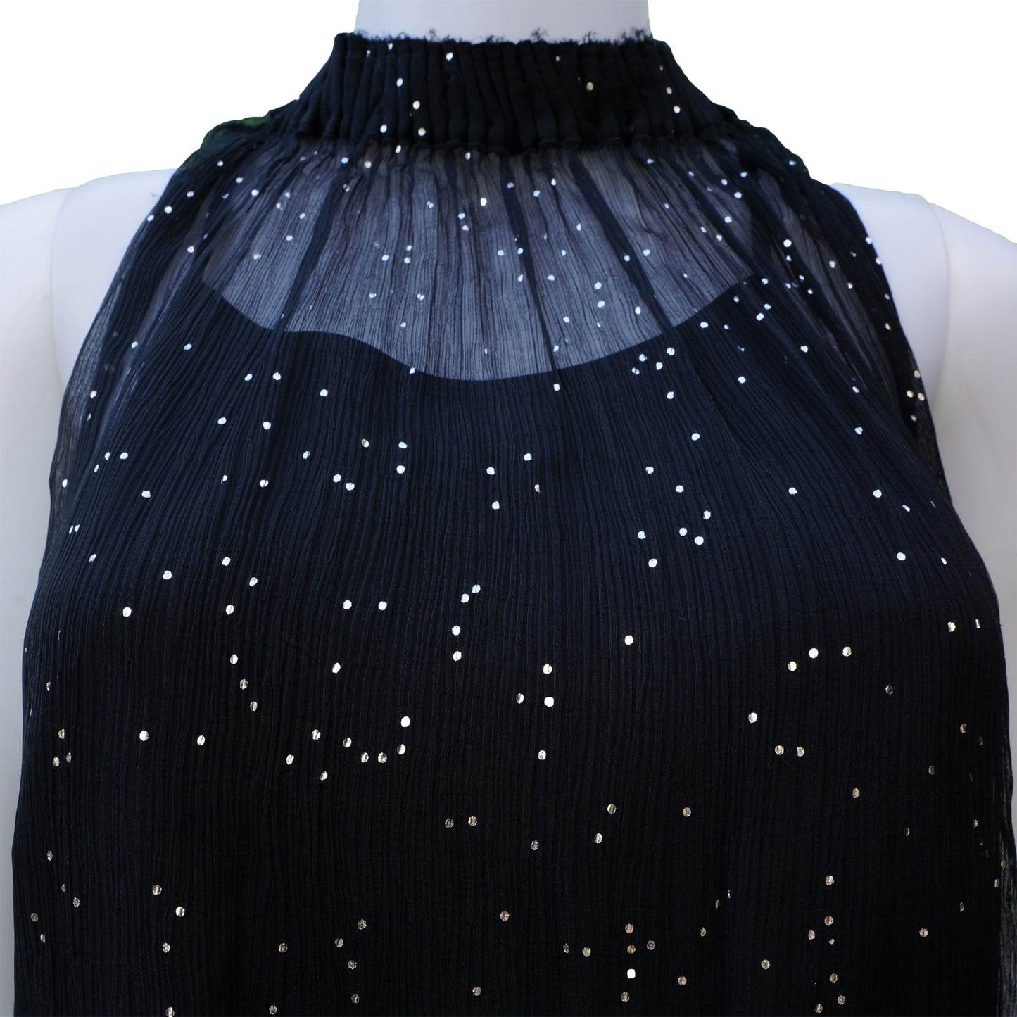 DIESEL BLACK GLITTER OVERLAY SLEEVELESS TOP - leefluxury.com