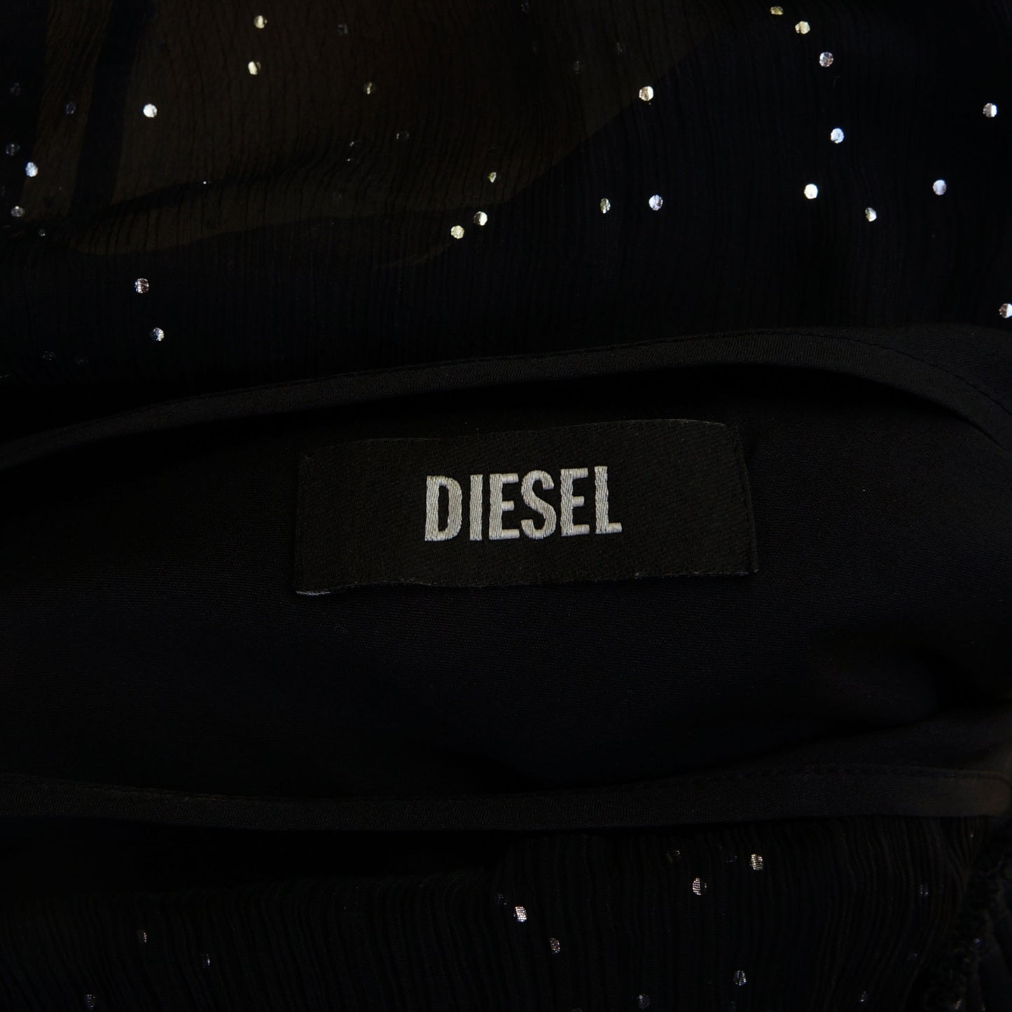 DIESEL BLACK GLITTER OVERLAY SLEEVELESS TOP - leefluxury.com
