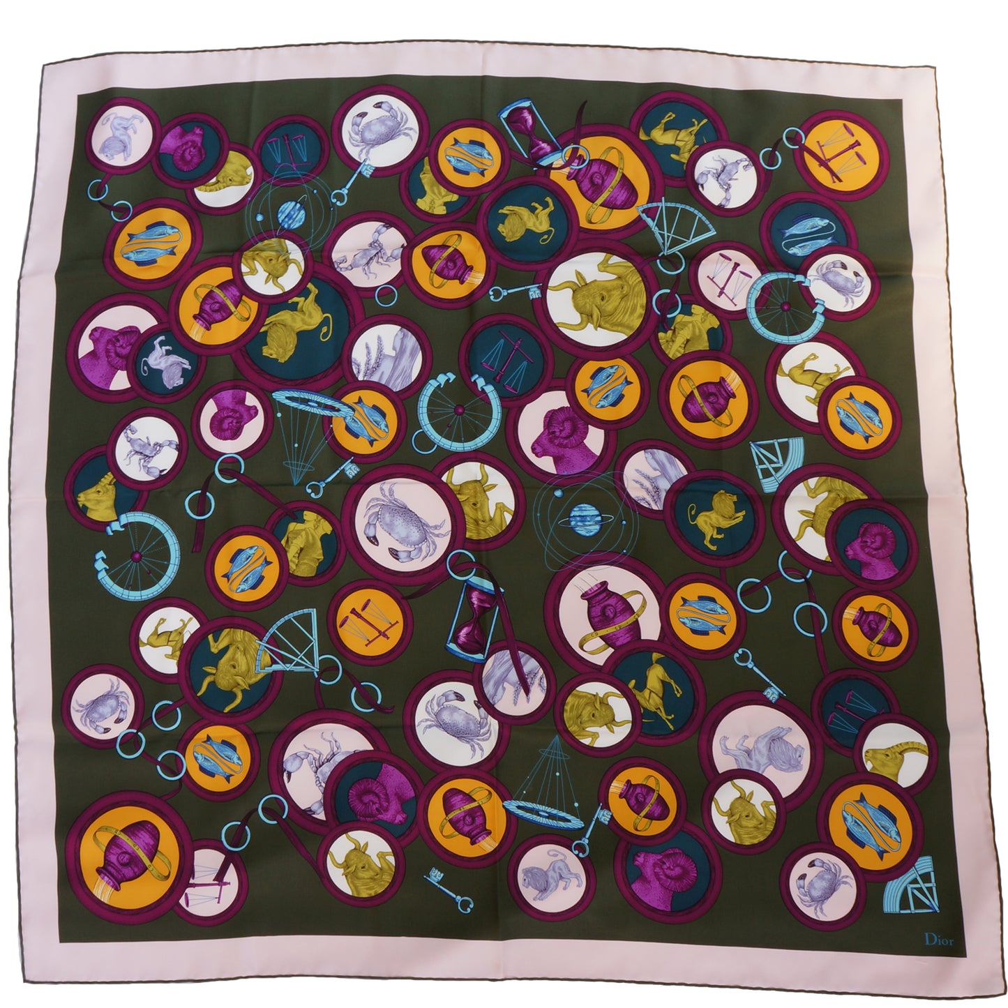 CHRISTIAN DIOR SILK ZODIAC SCARF - leefluxury.com