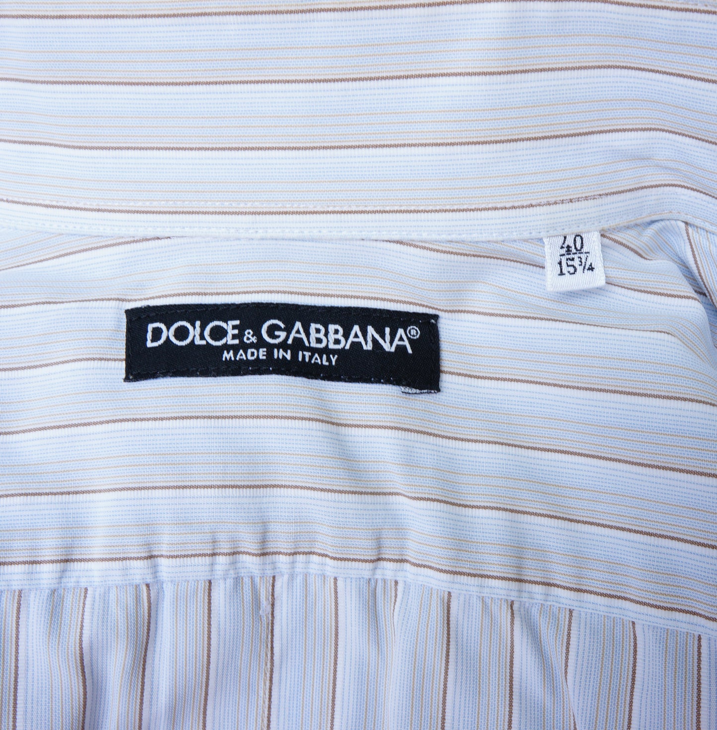 DOLCE & GABBANA GRAY BROWN PINSTRIPE WOVEN BUTTON-UP SHIRT - leefluxury.com