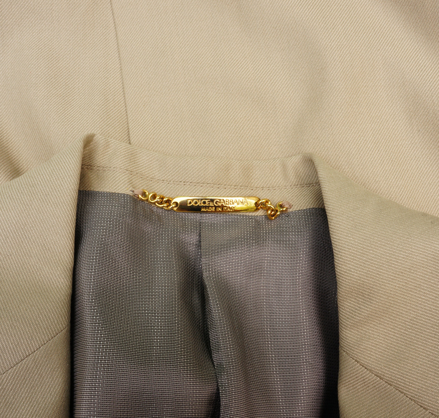 DOLCE & GABBANA TAN VIRGIN WOOL-BLEND TWO-BUTTON BLAZER - leefluxury.com
