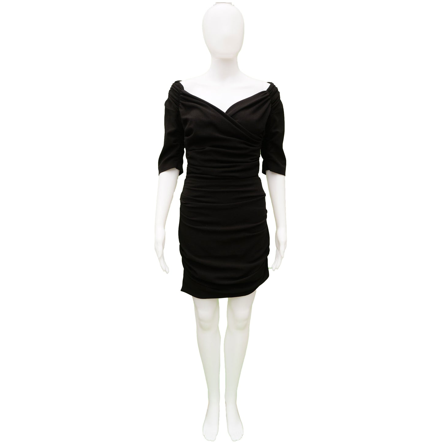 DOLCE & GABBANA BLACK RUCHED MINI COCKTAIL NIGHT OUT DRESS - leefluxury.com