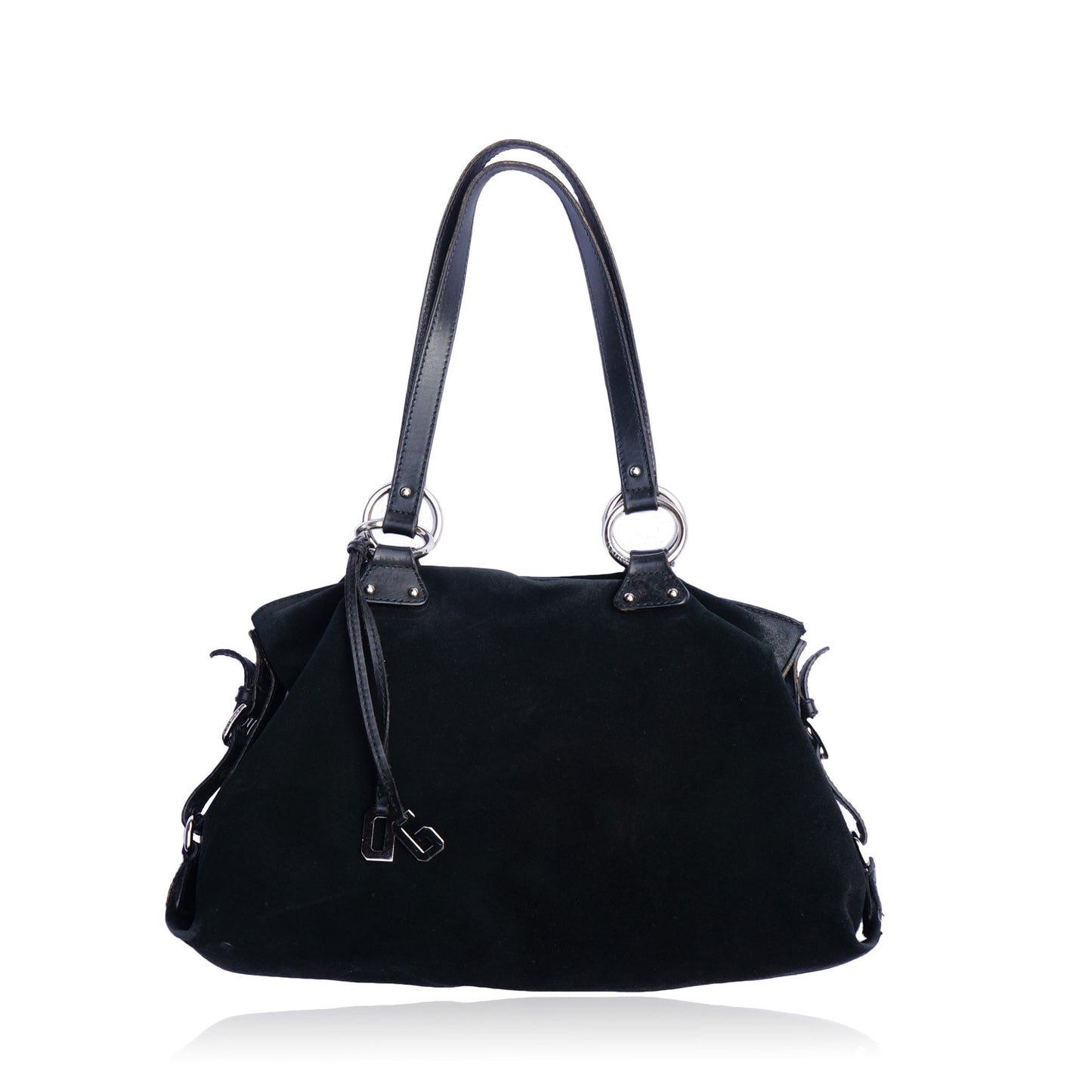 DOLCE & GABBANA BLACK SUEDE SHOULDER HOBO BAG - leefluxury.com