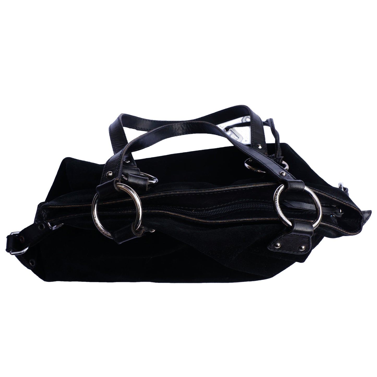 DOLCE & GABBANA BLACK SUEDE SHOULDER HOBO BAG - leefluxury.com