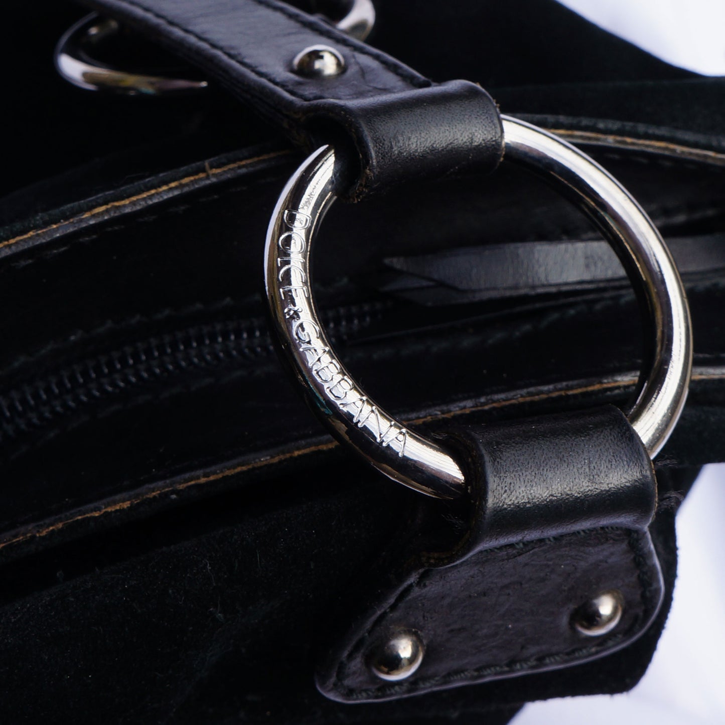 DOLCE & GABBANA BLACK SUEDE SHOULDER HOBO BAG - leefluxury.com