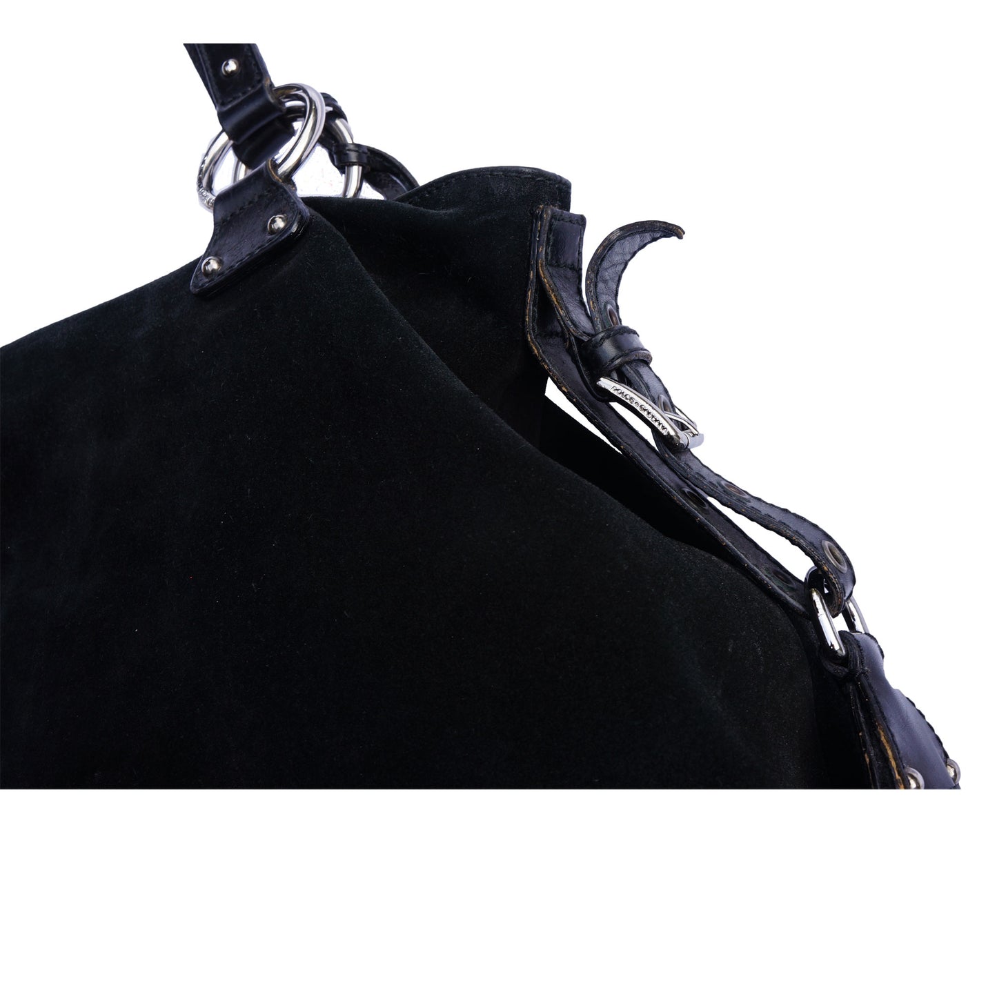 DOLCE & GABBANA BLACK SUEDE SHOULDER HOBO BAG - leefluxury.com
