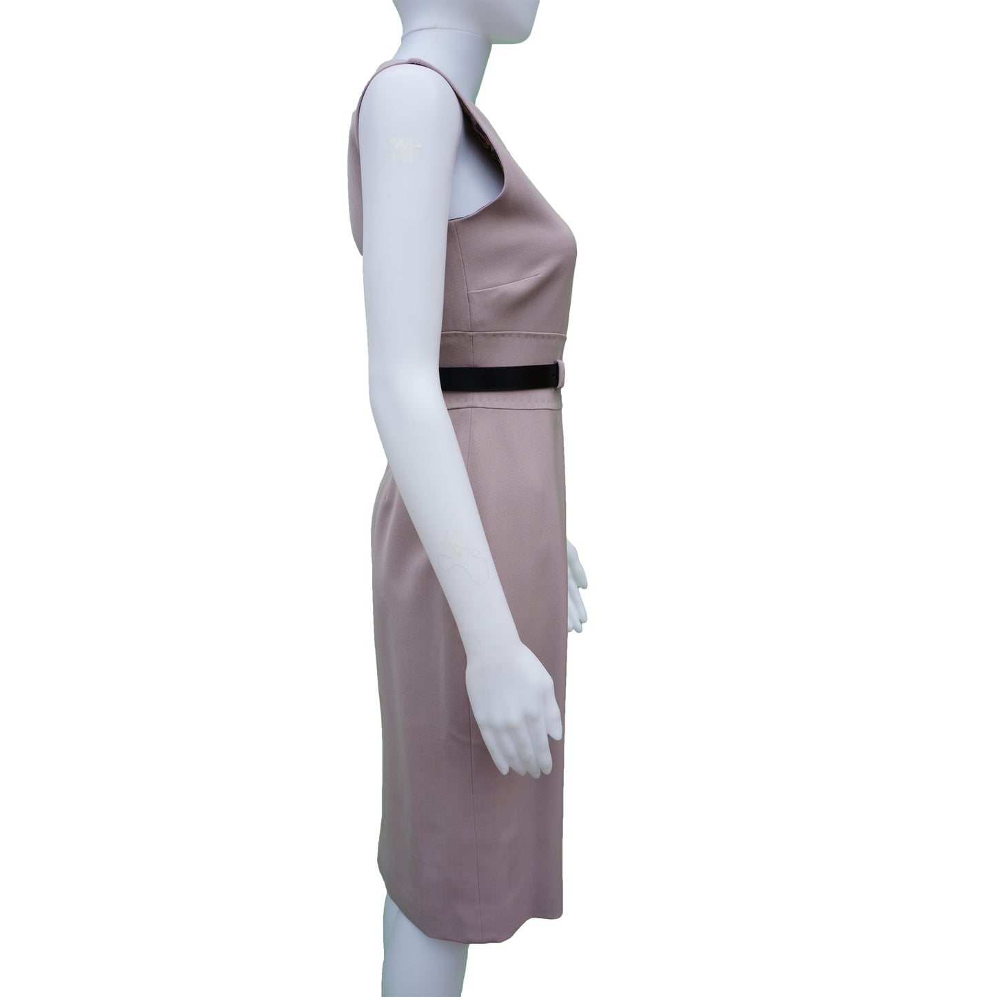 DOLCE & GABBANA BLUSH STRETCH WOOL SLEEVELESS DRESS - leefluxury.com