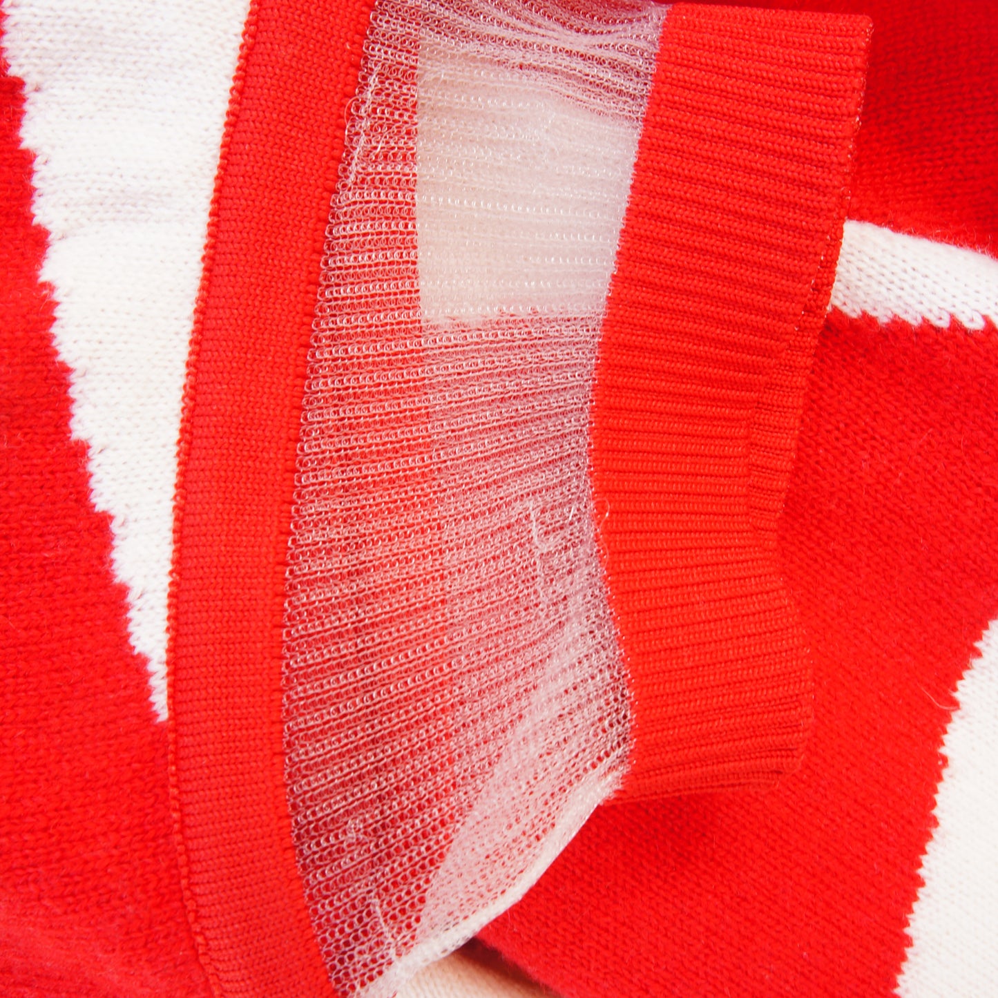 FENDI RED AND WHITE HARLEQUIN PRINT KNIT & MESH TOP - leefluxury.com