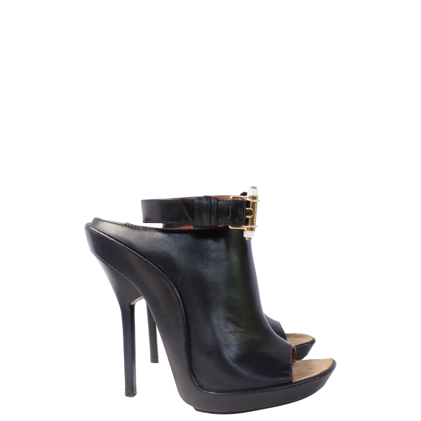 GIVENCHY BLACK LEATHER MULE SHOE - leefluxury.com