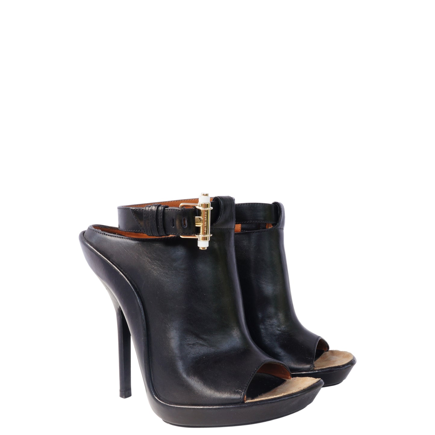 GIVENCHY BLACK LEATHER MULE SHOE - leefluxury.com
