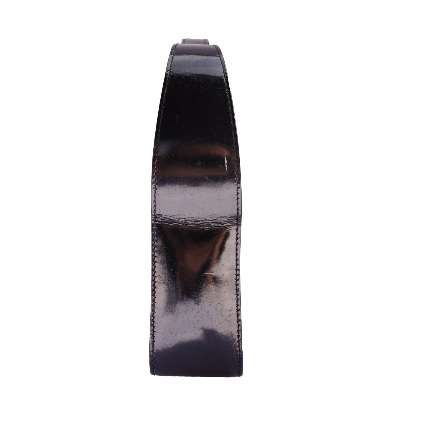 GUCCI G BLACK PATENT HANDLE BAG - leefluxury.com
