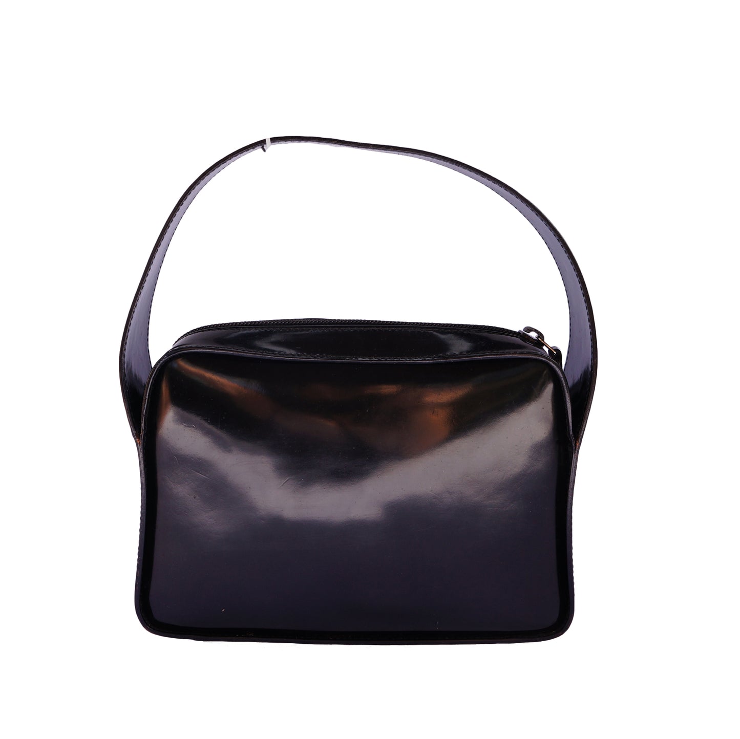 GUCCI G BLACK PATENT HANDLE BAG - leefluxury.com