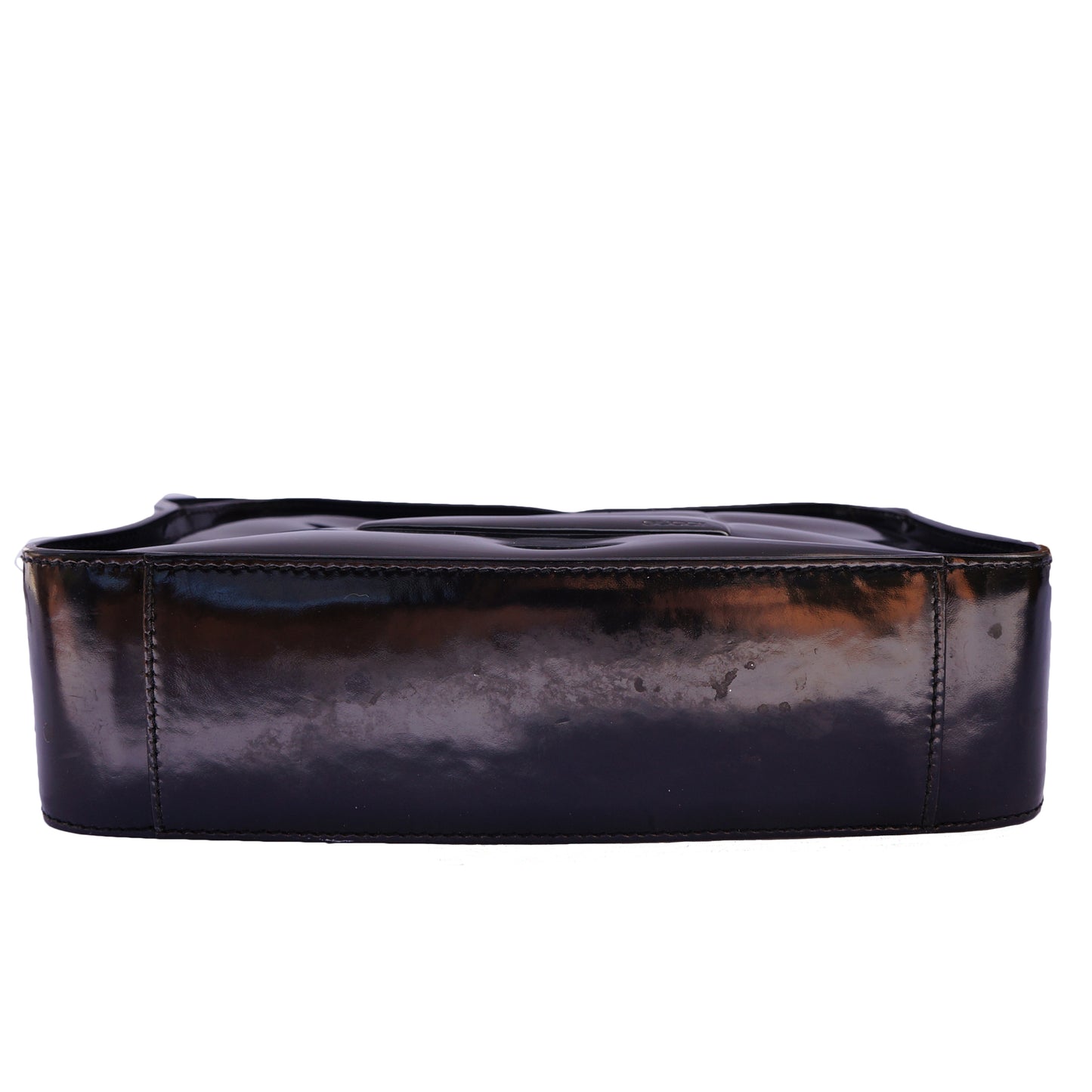 GUCCI G BLACK PATENT HANDLE BAG - leefluxury.com