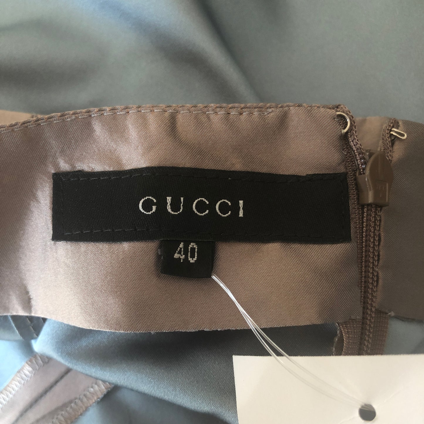 GUCCI CHAMPAGNE IRIDESCENT KNEE-LENGTH PENCIL SKIRT - leefluxury.com