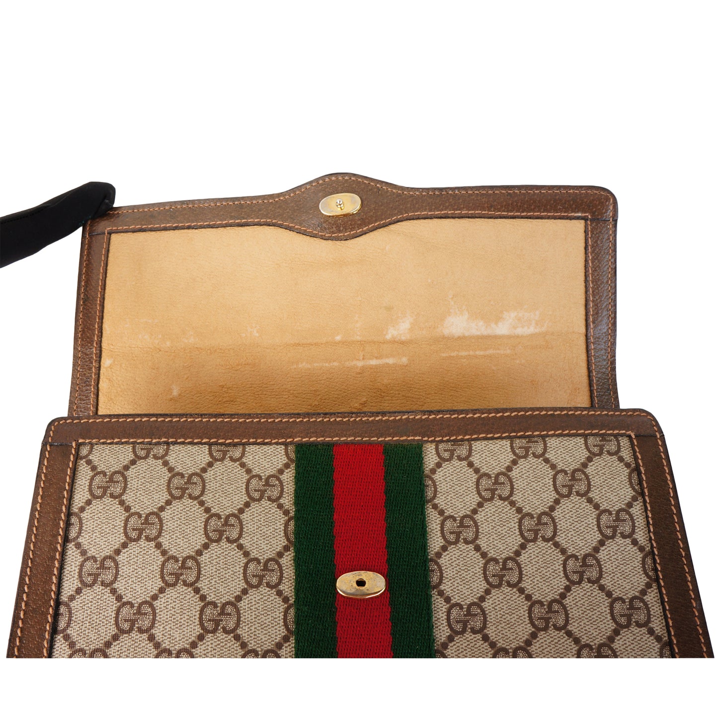 GUCCI GG SUPREME WEB CLUTCH BAG - leefluxury.com