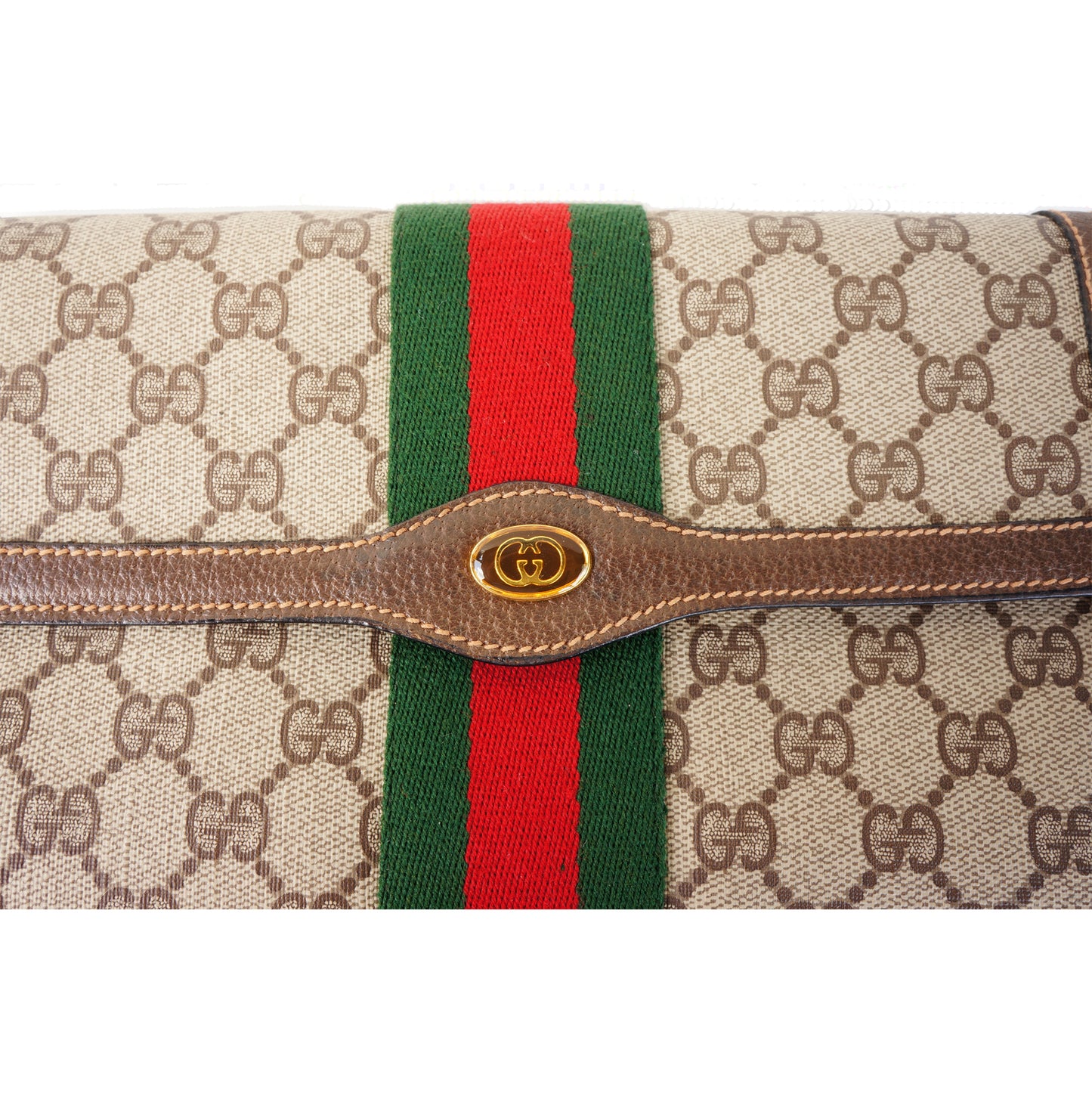 GUCCI GG SUPREME WEB CLUTCH BAG - leefluxury.com