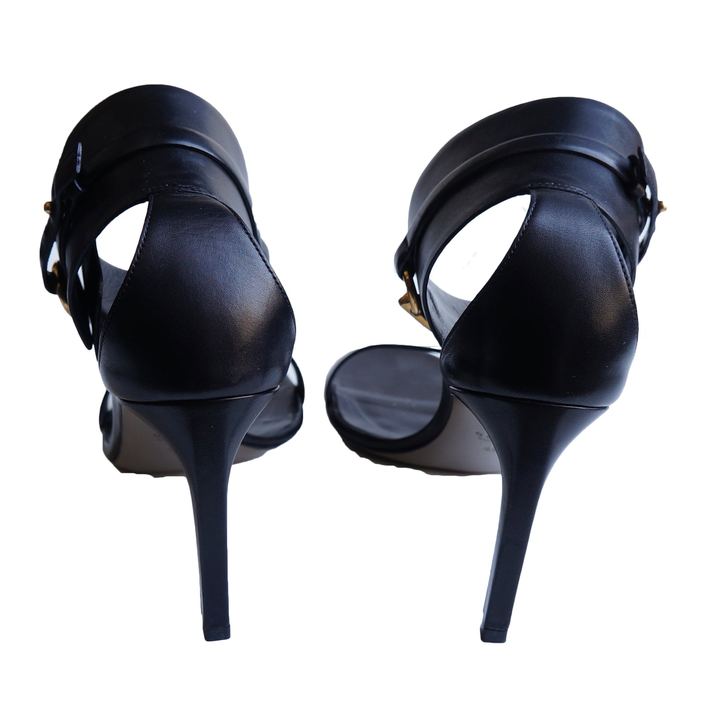 GUCCI URSULA HORSEBIT BLACK LEATHER SANDALS - leefluxury.com
