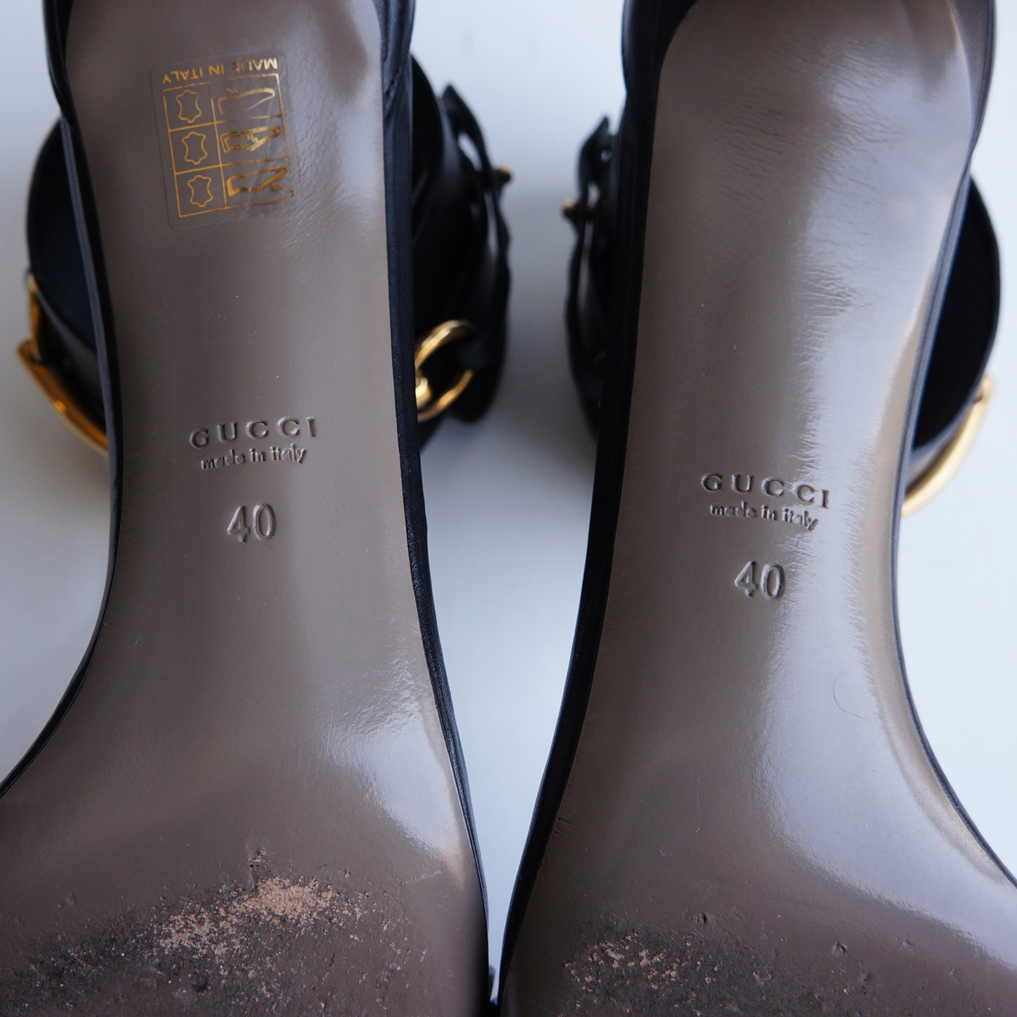 GUCCI URSULA HORSEBIT BLACK LEATHER SANDALS - leefluxury.com