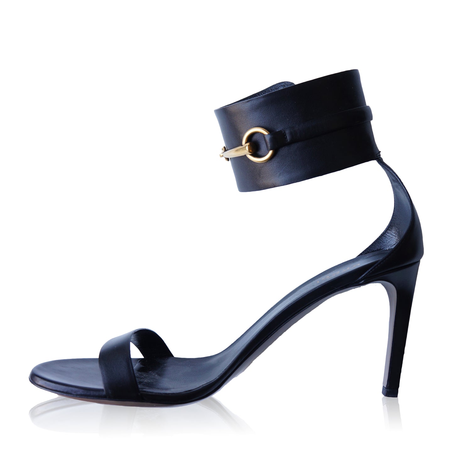 GUCCI URSULA HORSEBIT BLACK LEATHER SANDALS - leefluxury.com