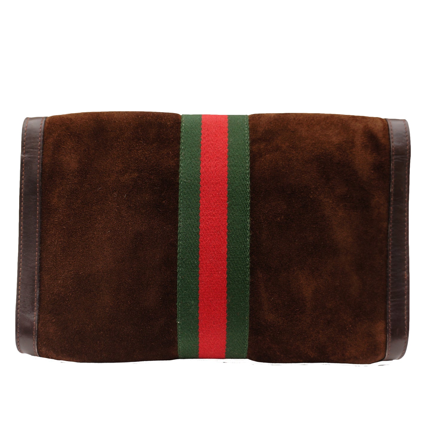 GUCCI WEB SUEDE CLUTCH BAG - leefluxury.com