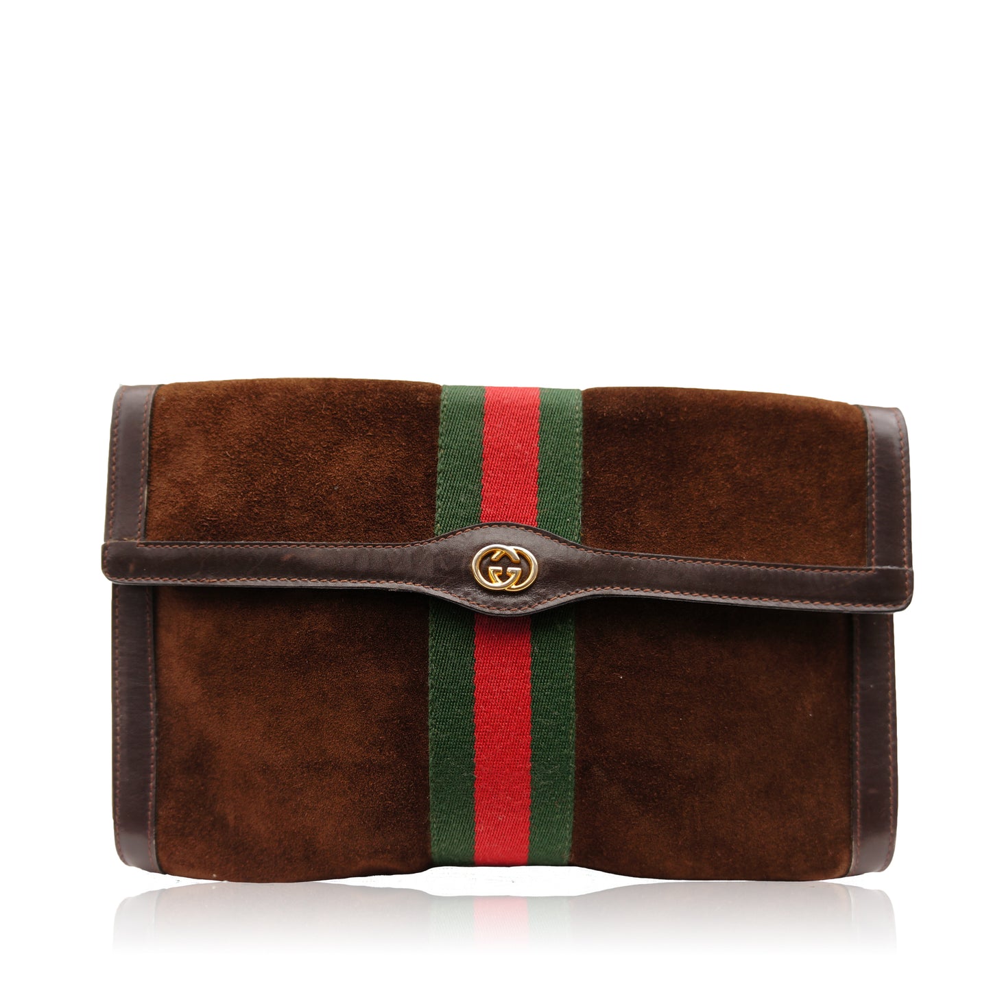 GUCCI WEB SUEDE CLUTCH BAG - leefluxury.com