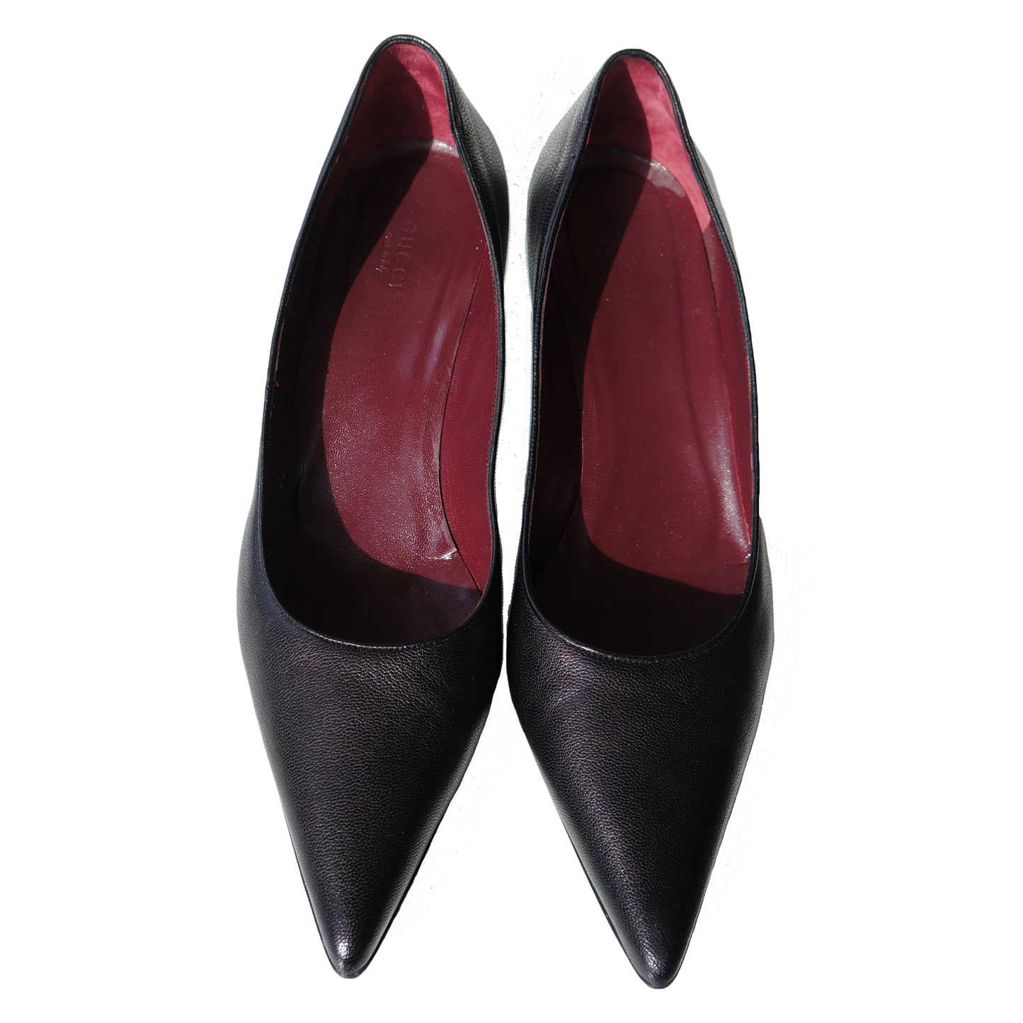 GUCCI METALLIC LEATHER POINTED TOE PUMPS - leefluxury.com