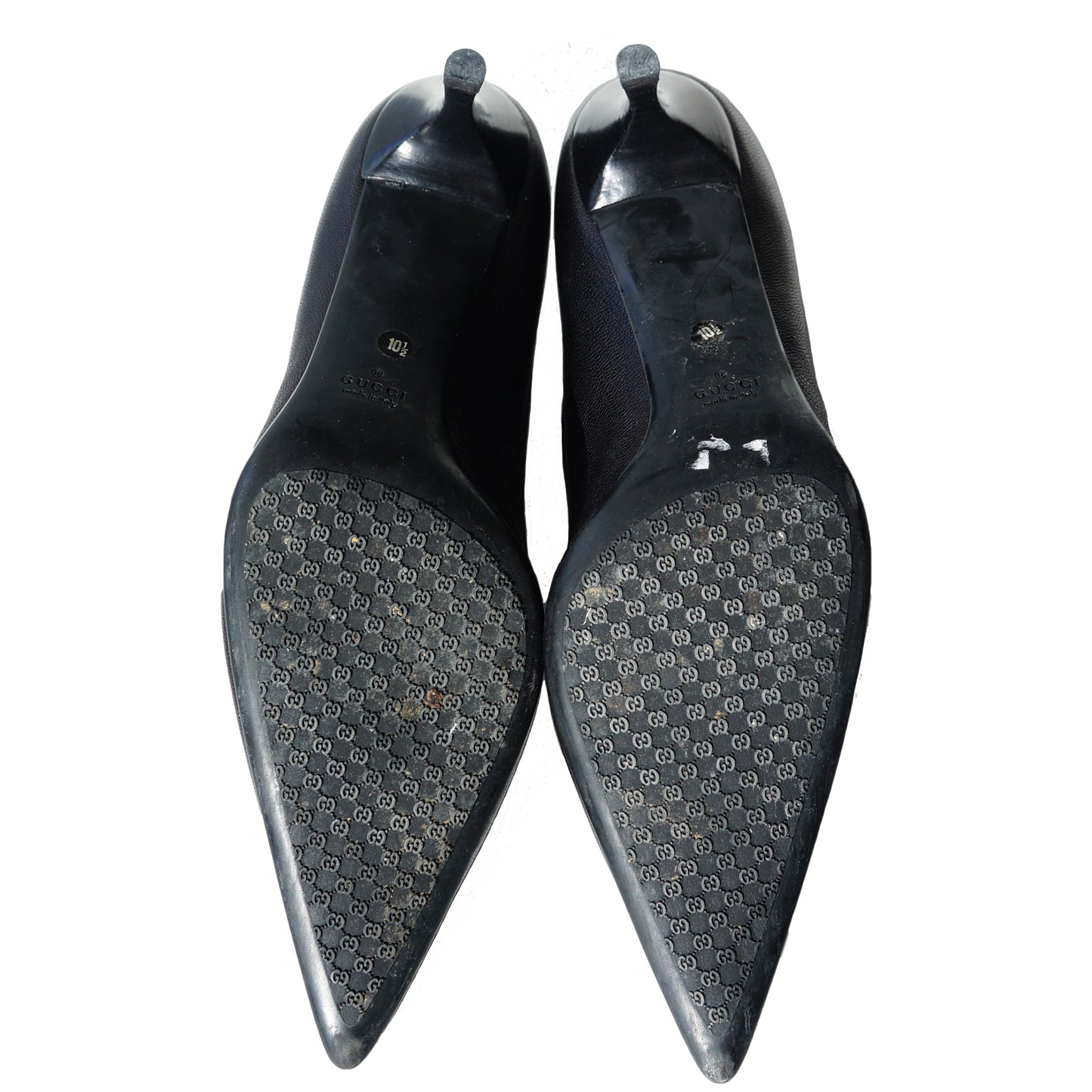 GUCCI METALLIC LEATHER POINTED TOE PUMPS - leefluxury.com