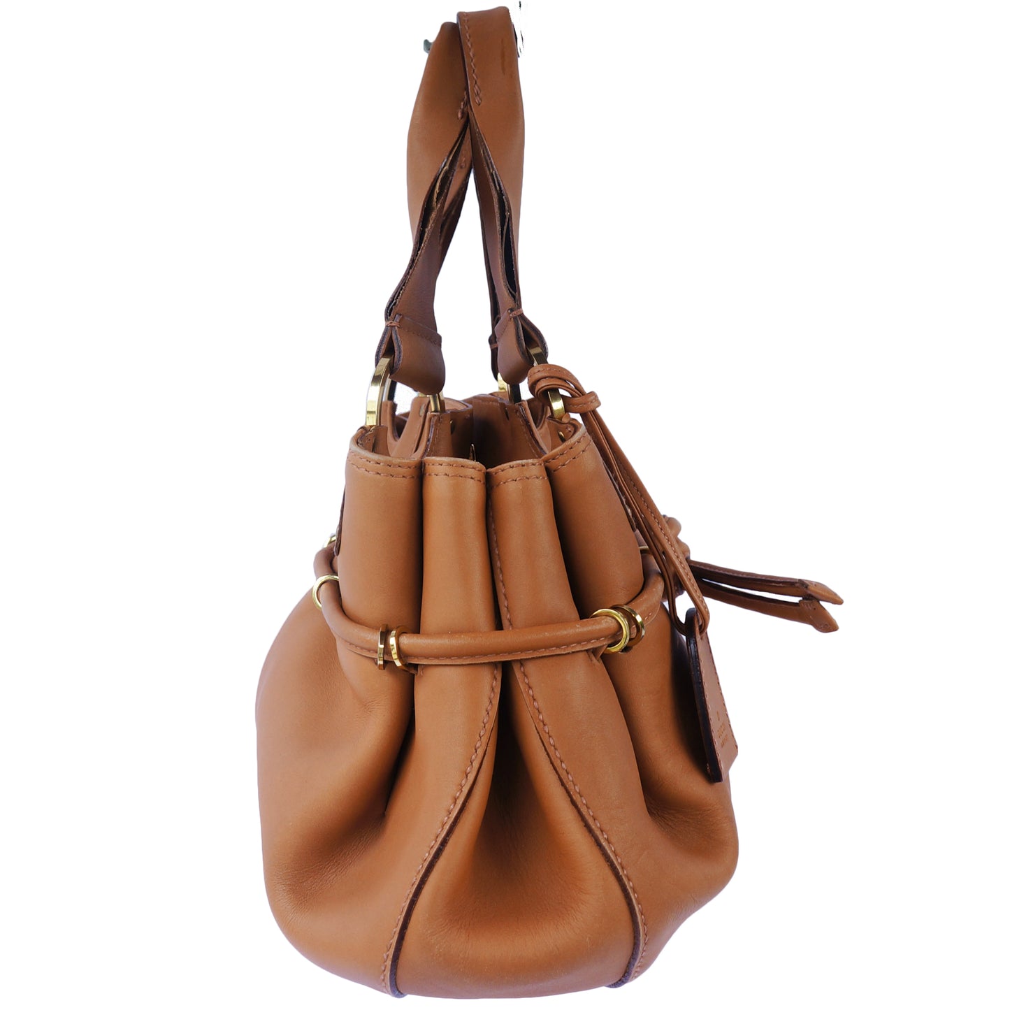 GUCCI BROWN LEATHER HANDLE BAG - leefluxury.com