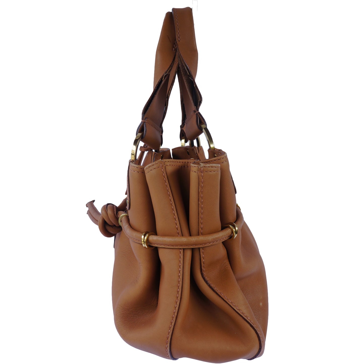 GUCCI BROWN LEATHER HANDLE BAG - leefluxury.com