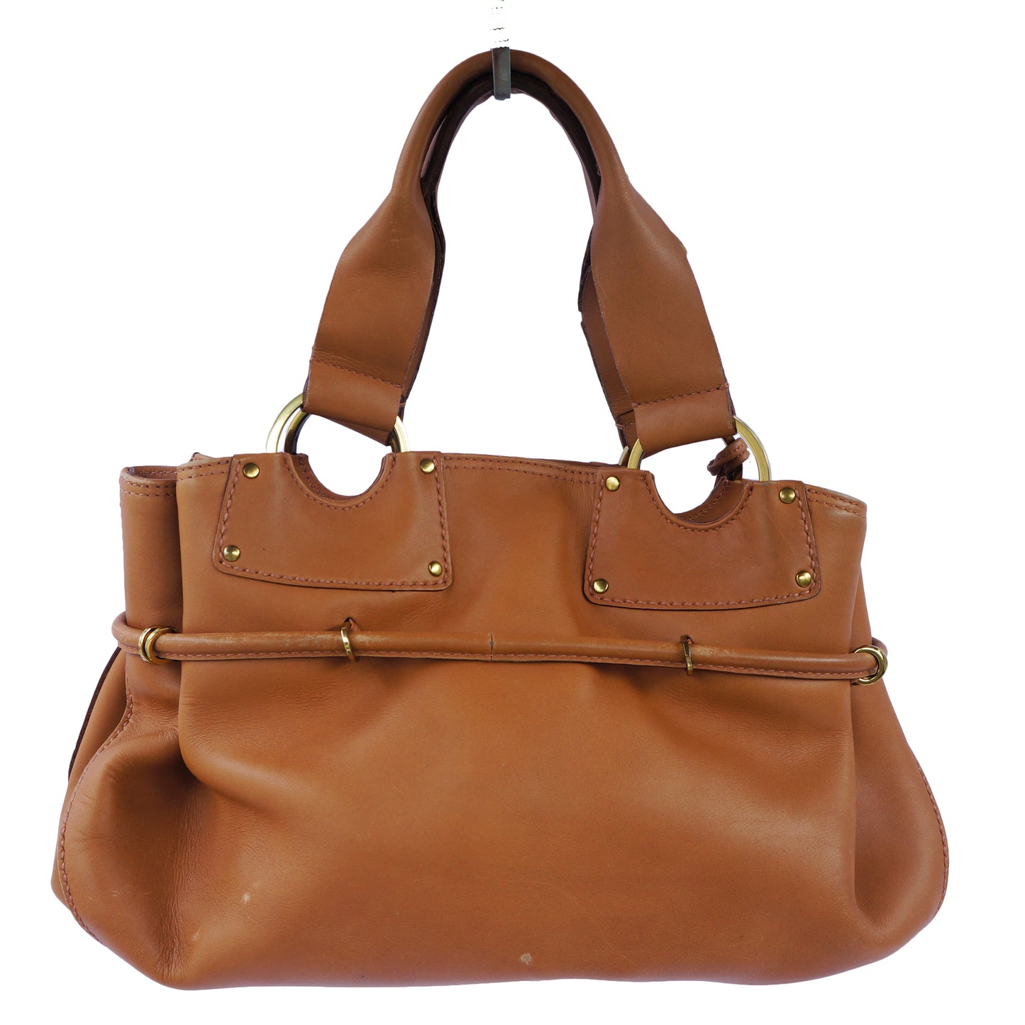 GUCCI BROWN LEATHER HANDLE BAG - leefluxury.com